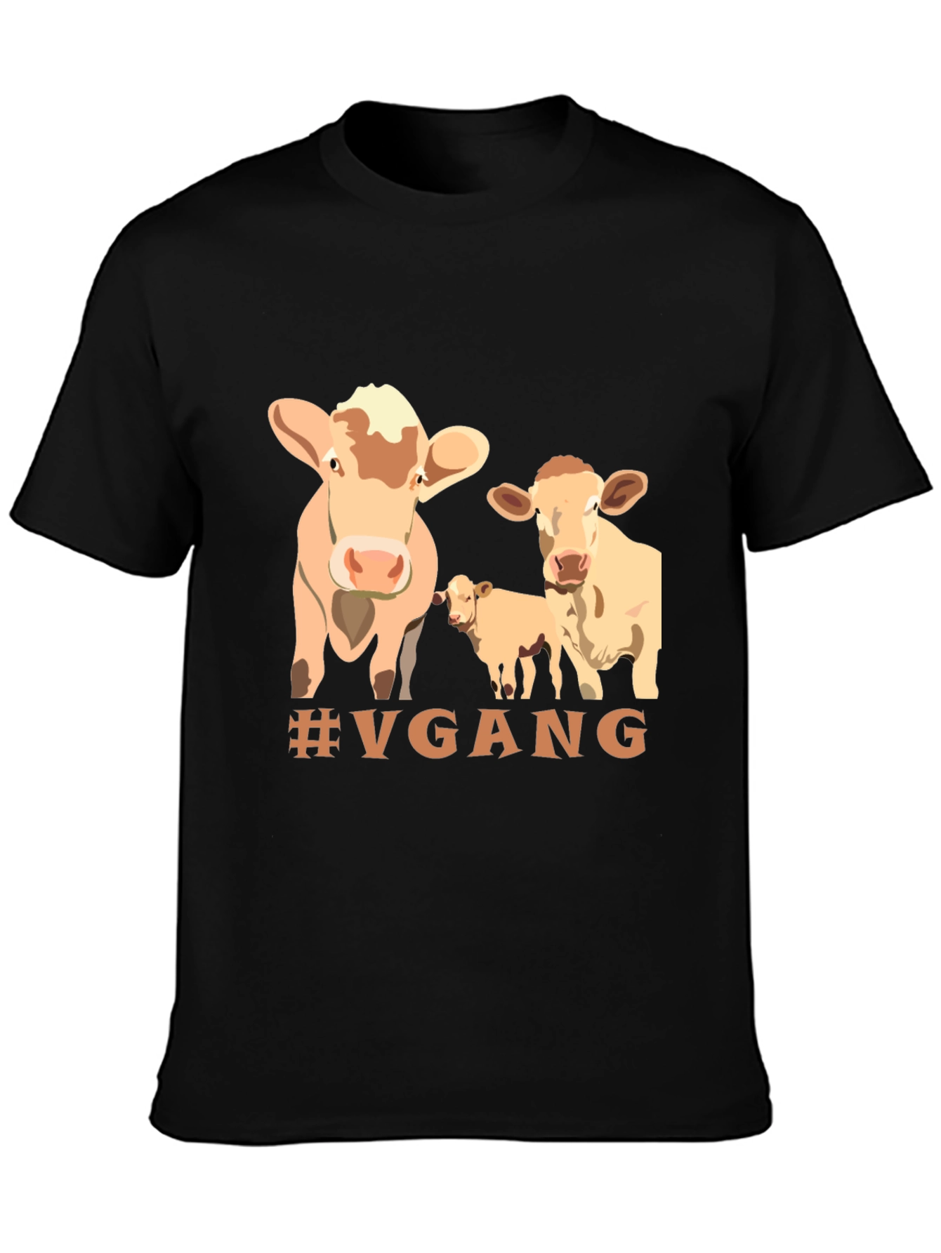 Vegan Cow T-Shirt - #VGANG - Unisex Black Tee