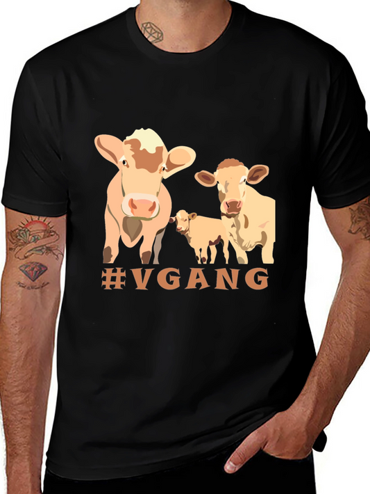 Vegan Cow T-Shirt - #VGANG - Unisex Black Tee
