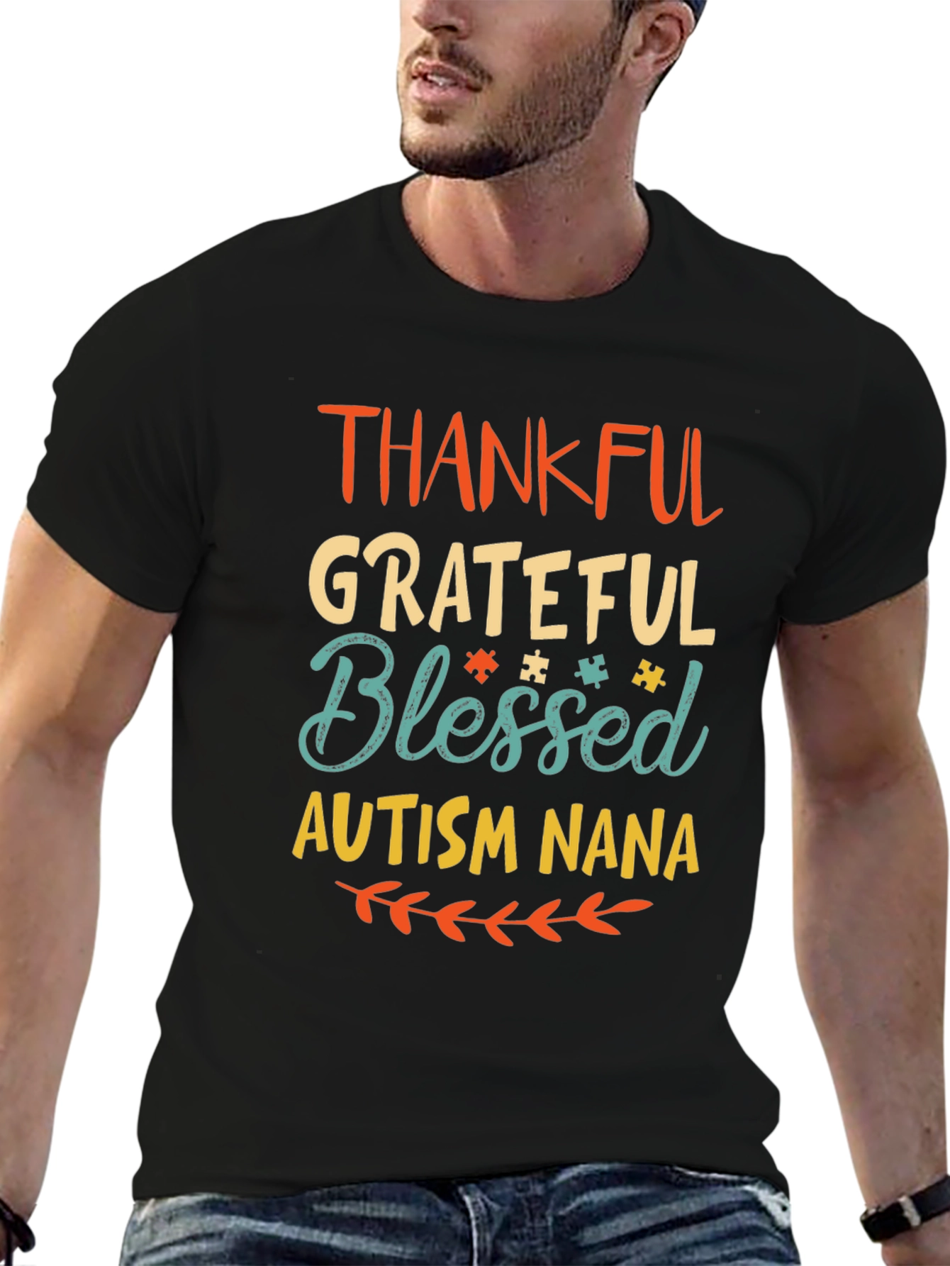 Thankful Grateful Blessed Autism Nana T-Shirt