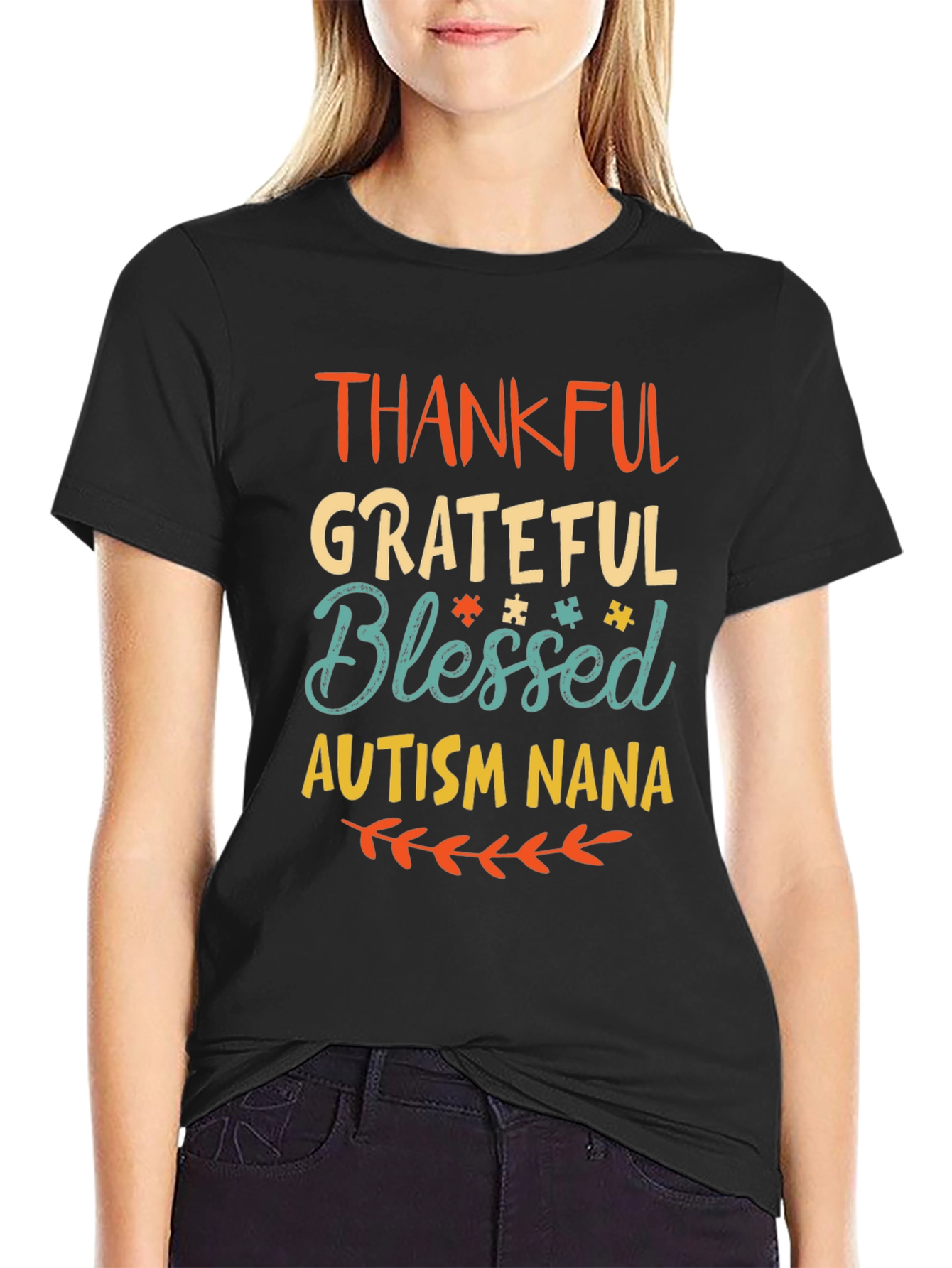 Thankful Grateful Blessed Autism Nana T-Shirt