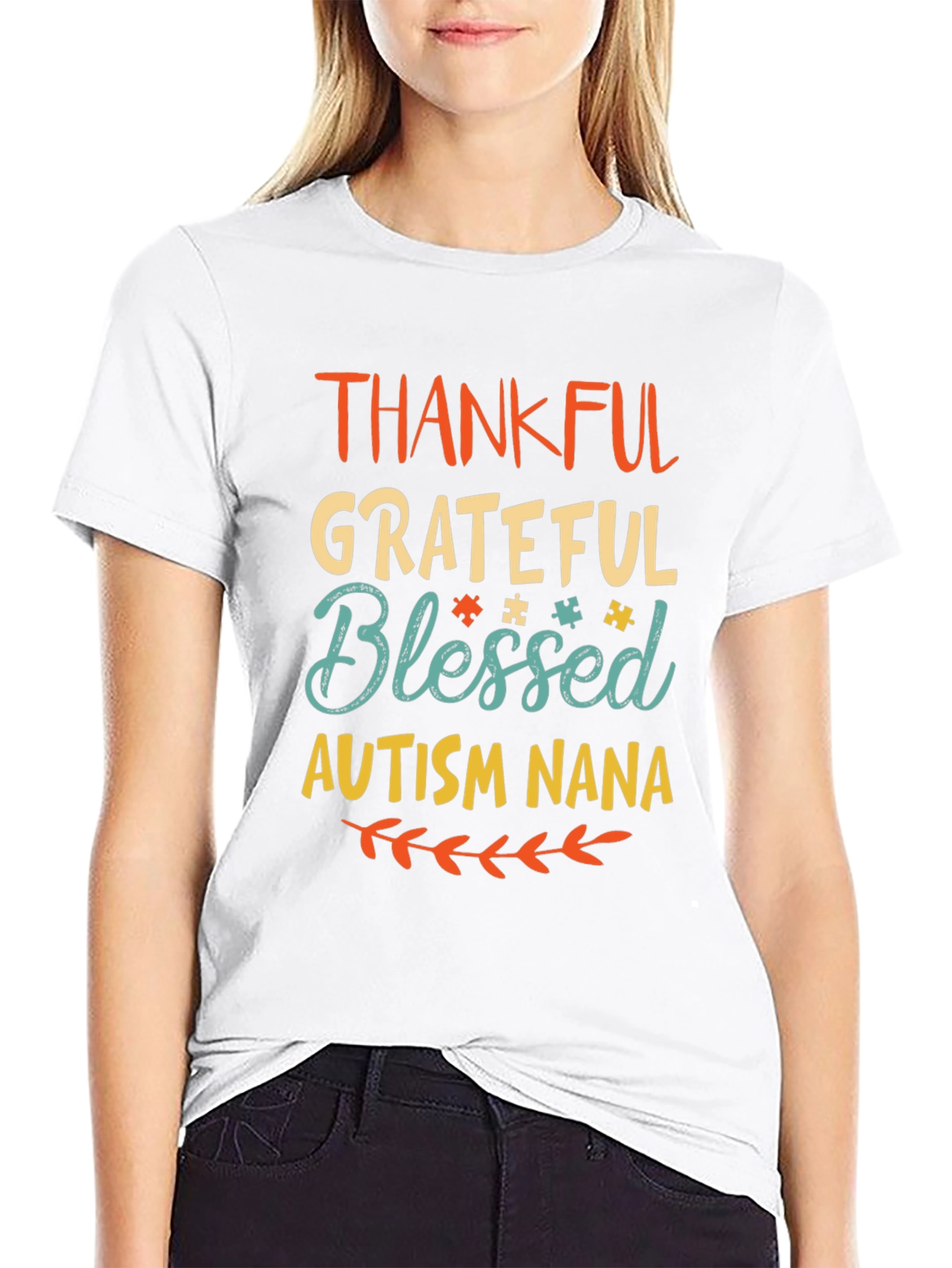 Thankful Grateful Blessed Autism Nana T-Shirt
