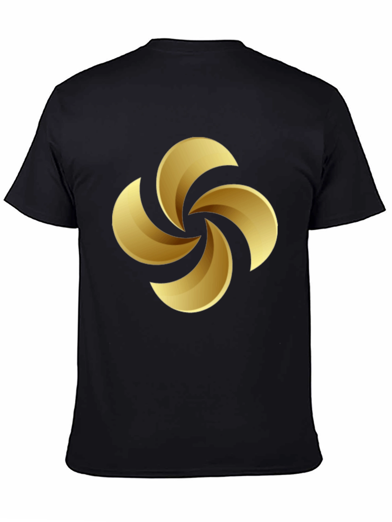 Golden Swirl Graphic Tee - Black Cotton Casual