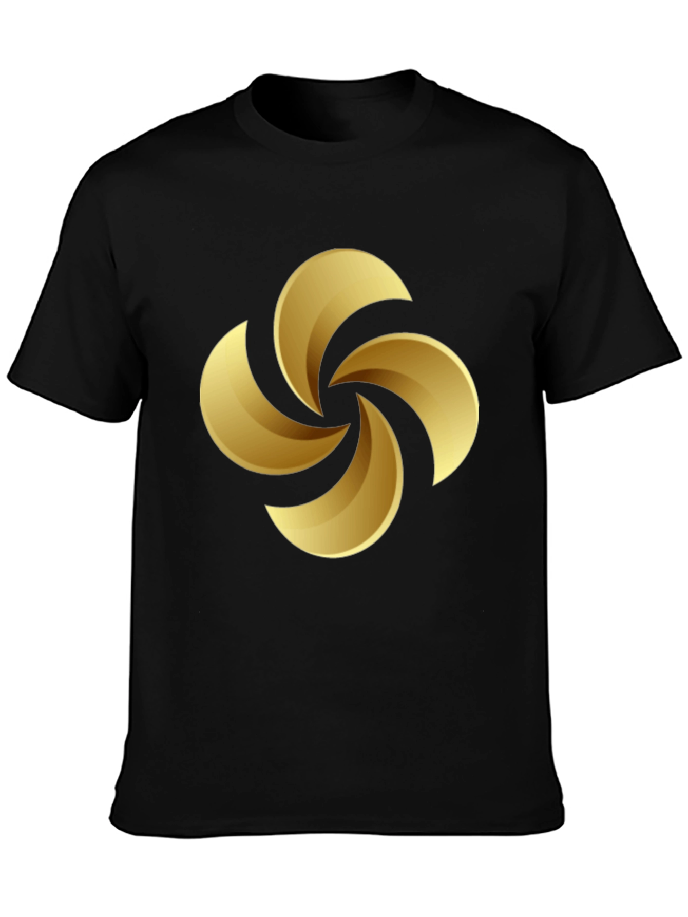 Golden Swirl Graphic Tee - Black Cotton Casual