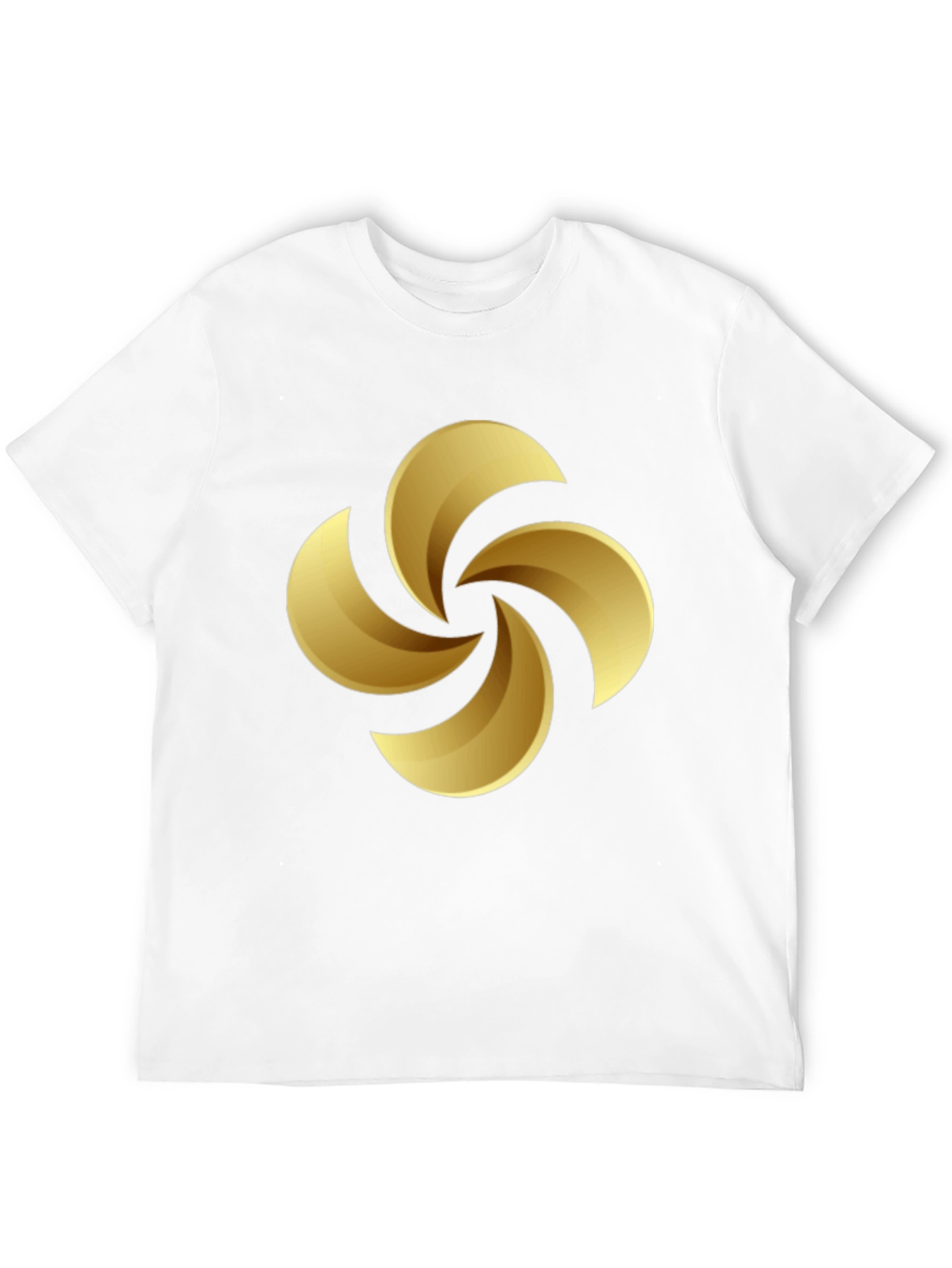 Golden Swirl Graphic Tee - Black Cotton Casual