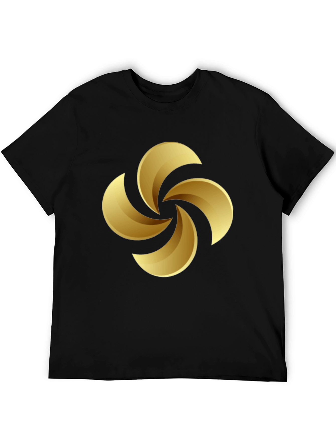 Golden Swirl Graphic Tee - Black Cotton Casual