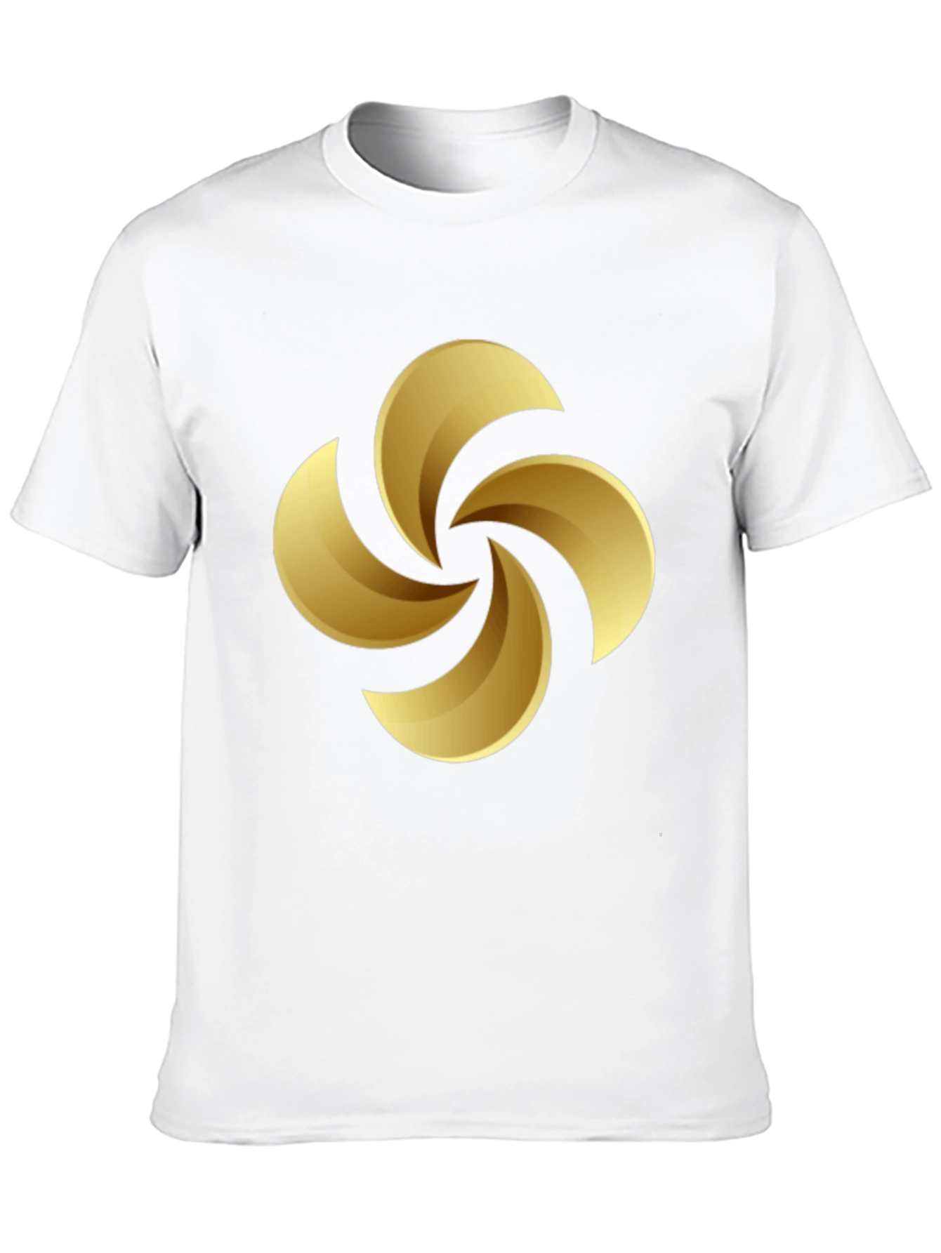 Golden Swirl Graphic Tee - Black Cotton Casual