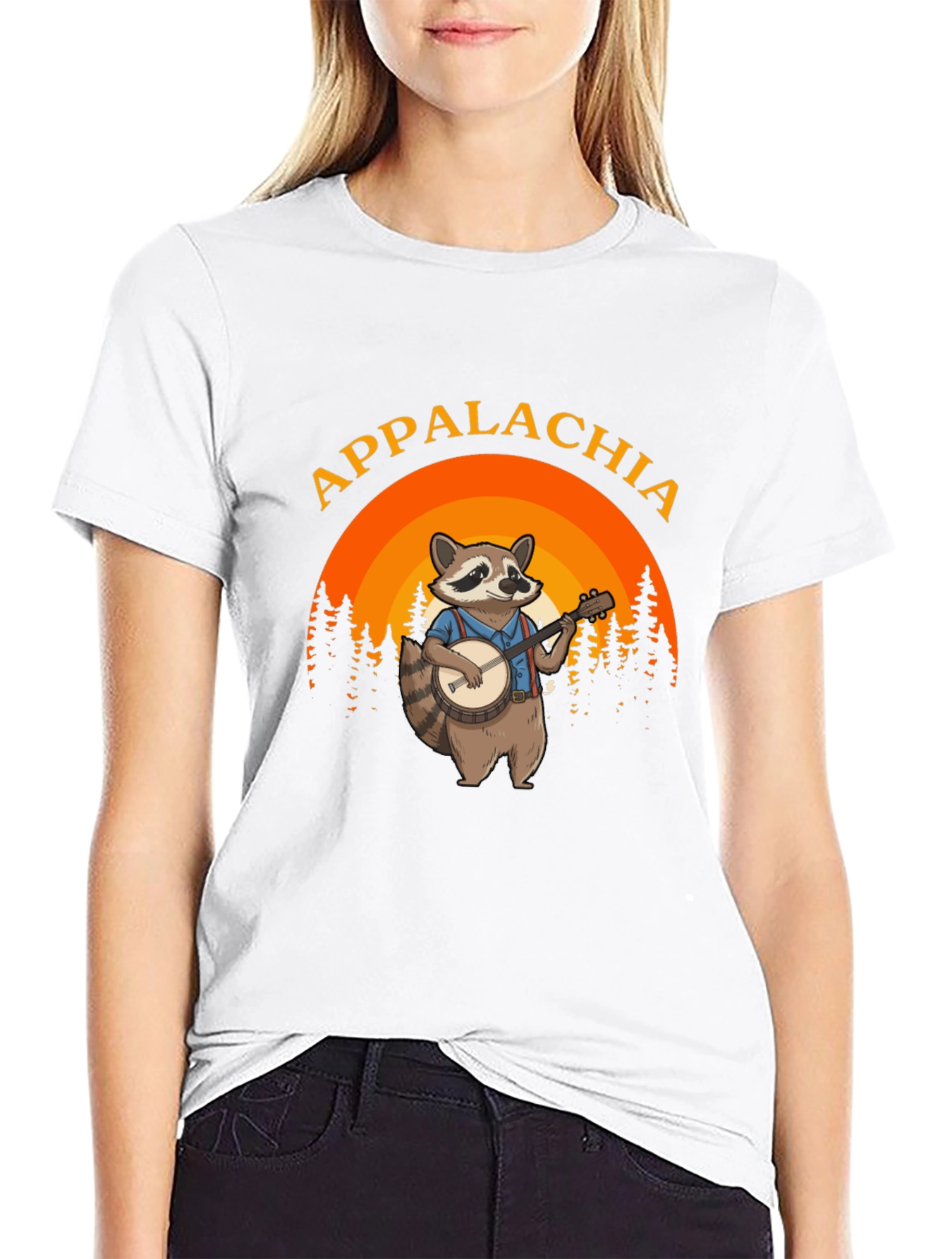 Appalachia Raccoon Banjo Black T-Shirt