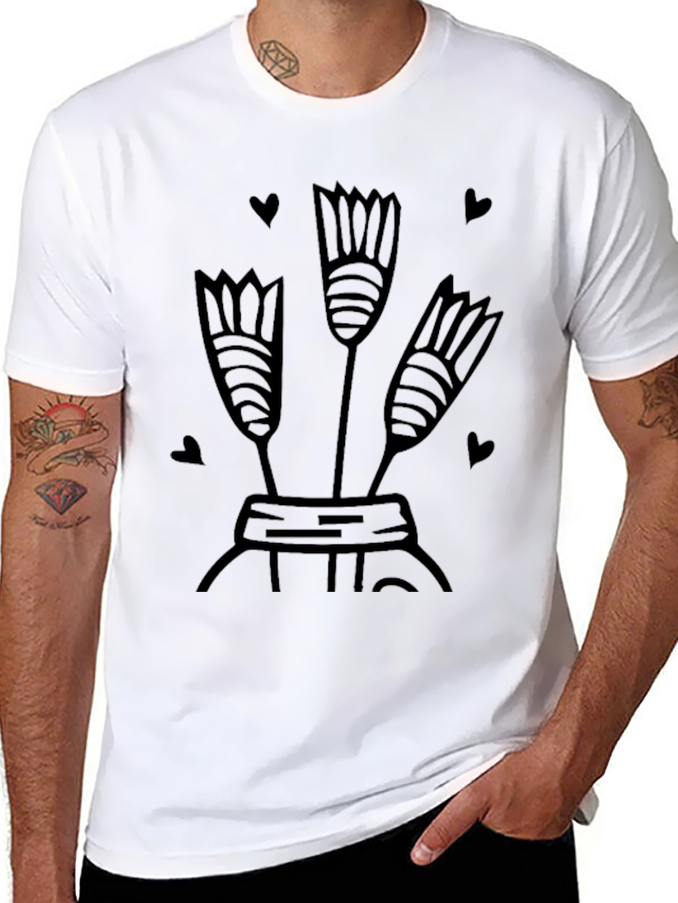 Floral Heart Graphic Tee - Stylish Black T-Shirt