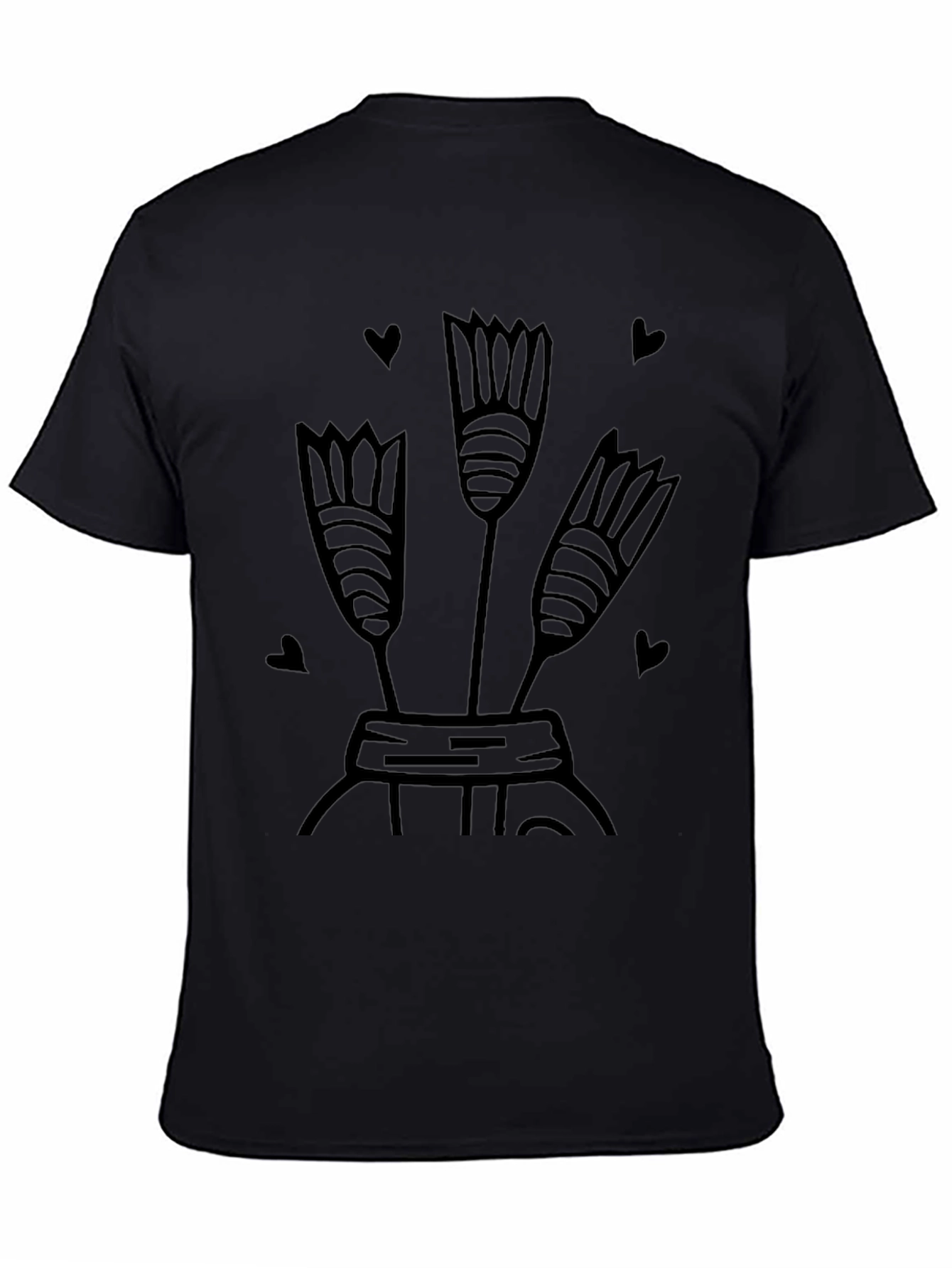Floral Heart Graphic Tee - Stylish Black T-Shirt