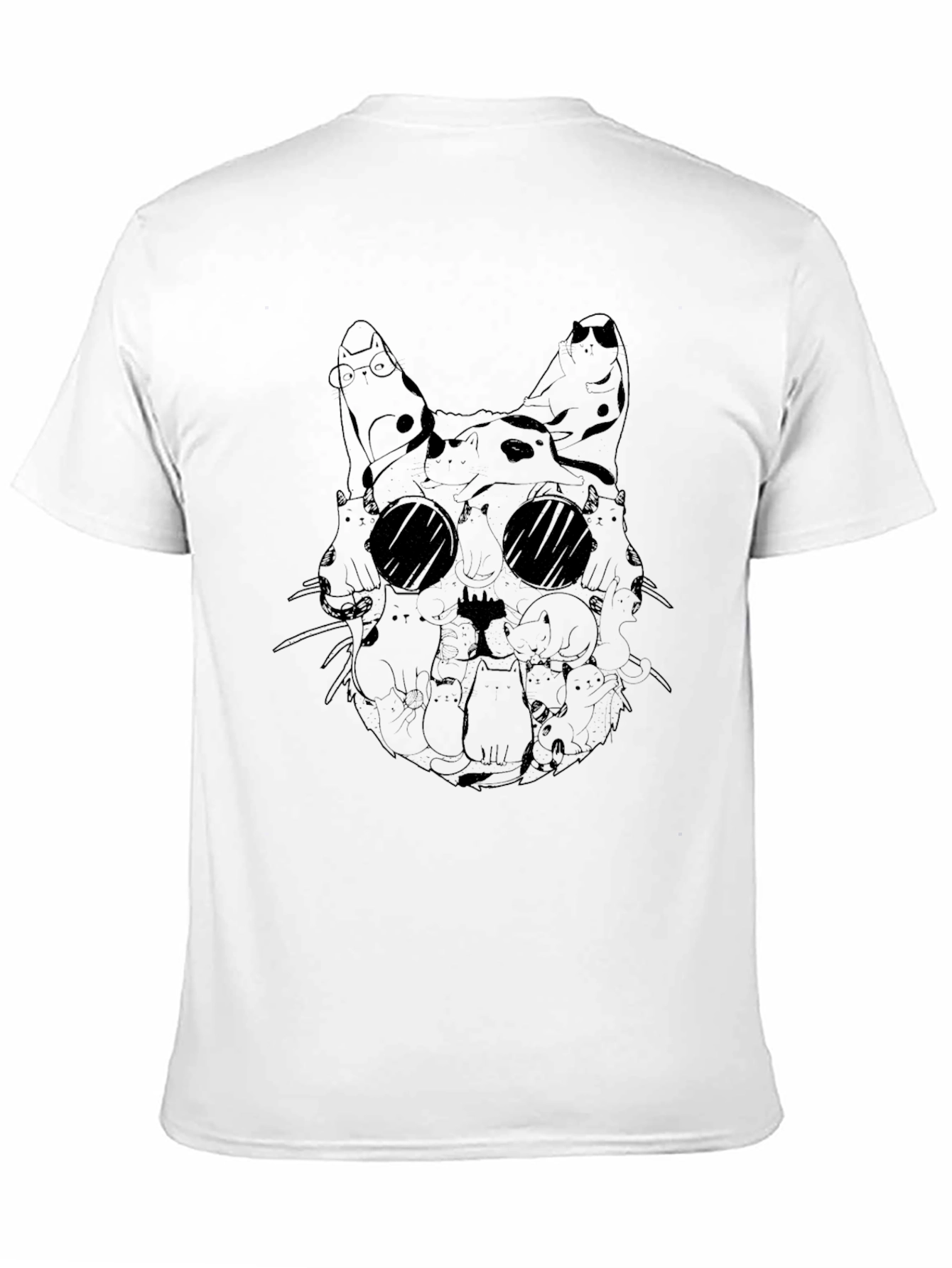 Cat Collage Graphic Tee - Black Crew Neck