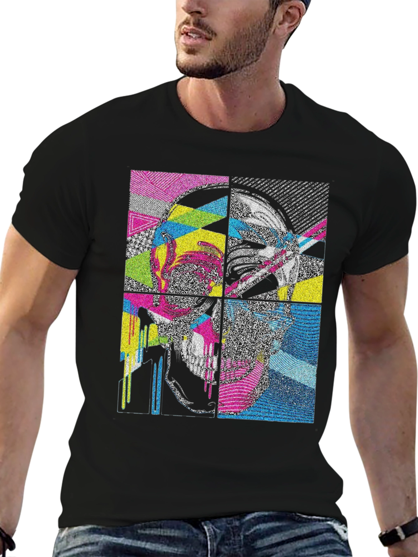 Abstract Skull Graphic Print T-Shirt