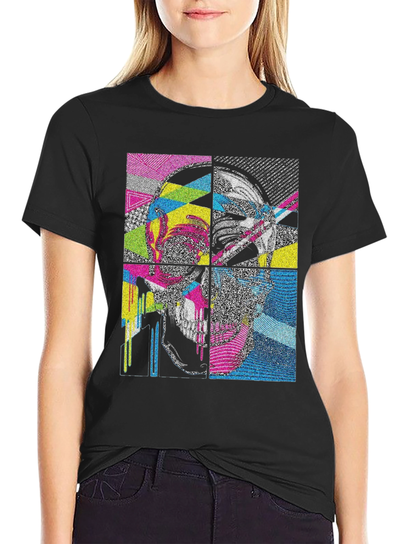 Abstract Skull Graphic Print T-Shirt