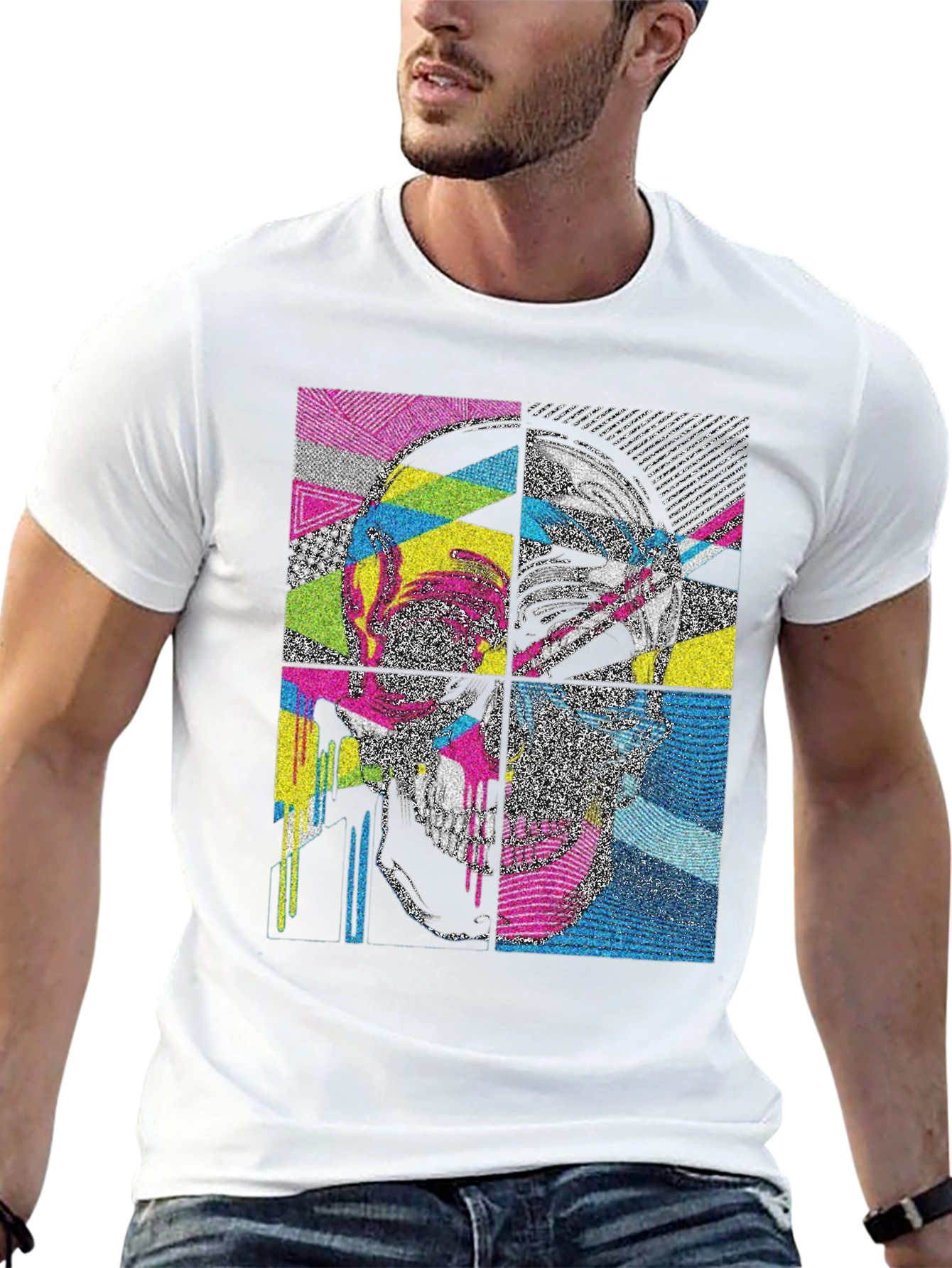Abstract Skull Graphic Print T-Shirt