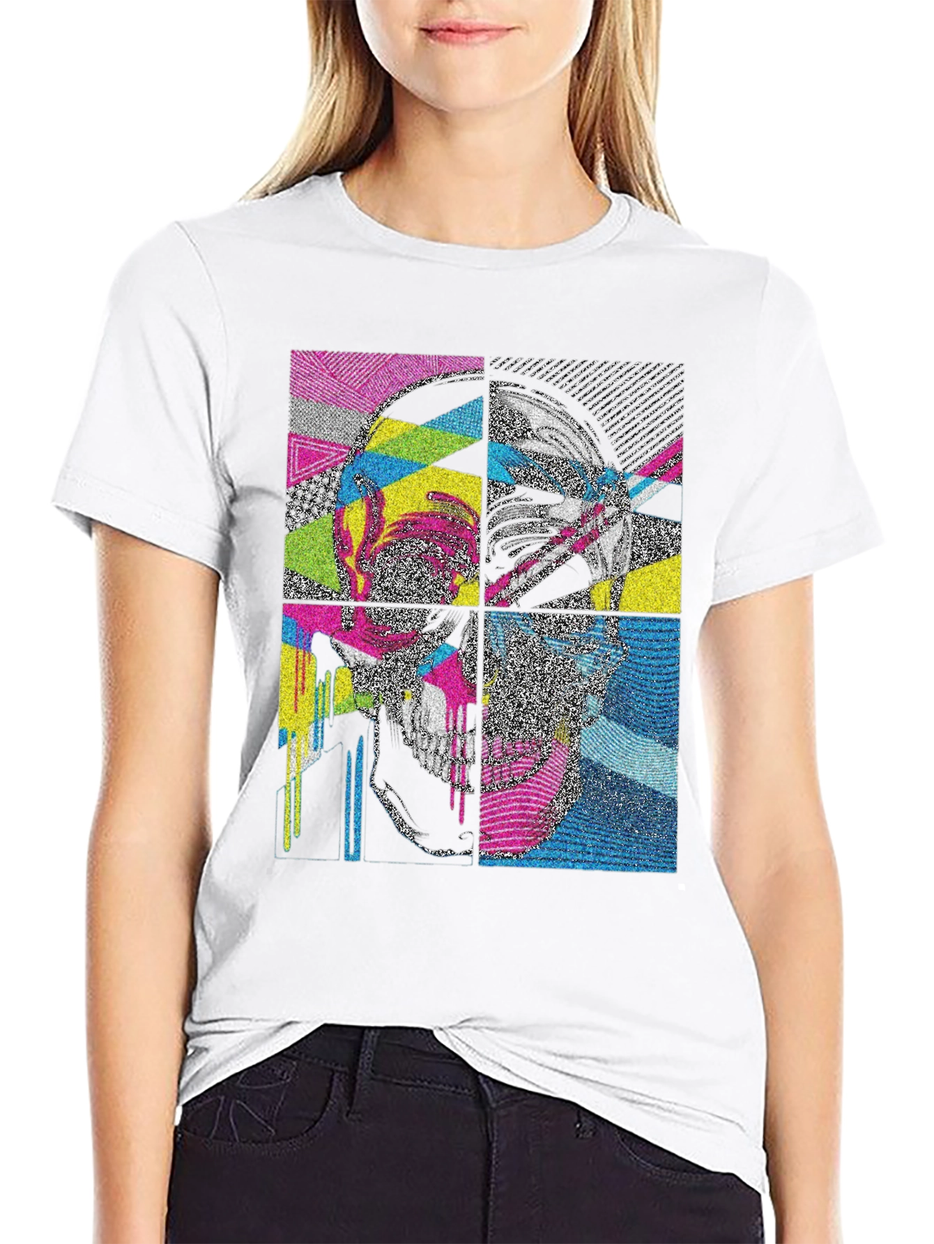 Abstract Skull Graphic Print T-Shirt