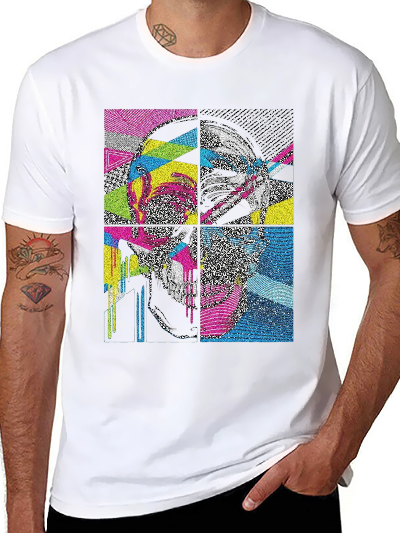 Abstract Skull Graphic Print T-Shirt