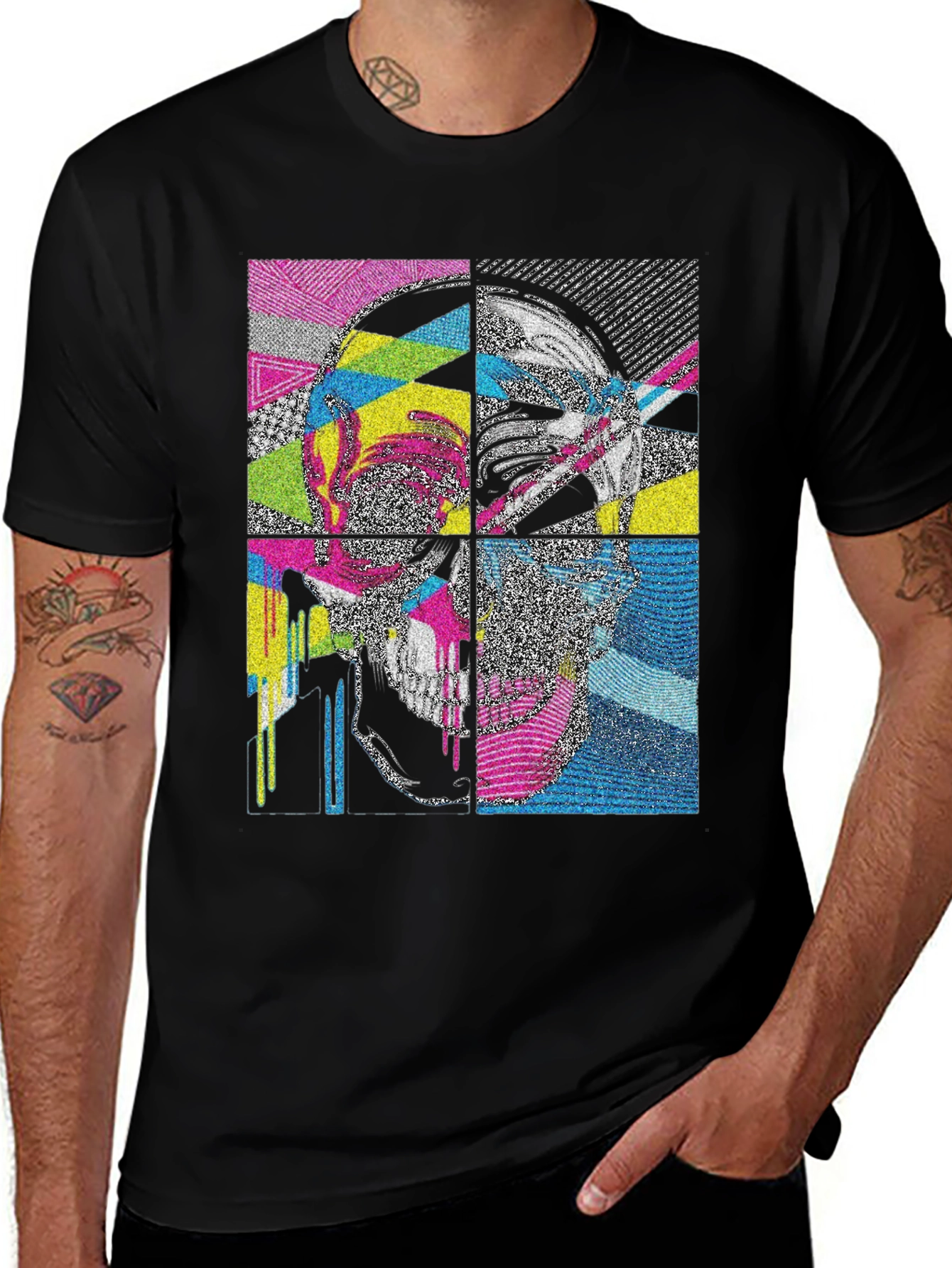 Abstract Skull Graphic Print T-Shirt