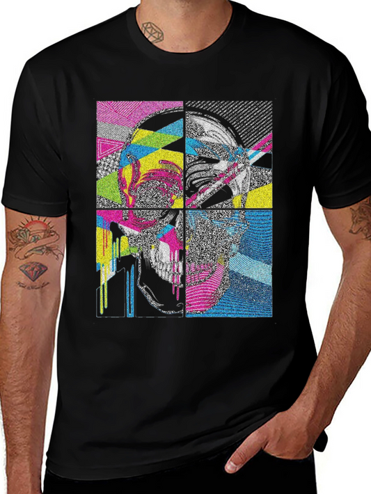 Abstract Skull Graphic Print T-Shirt
