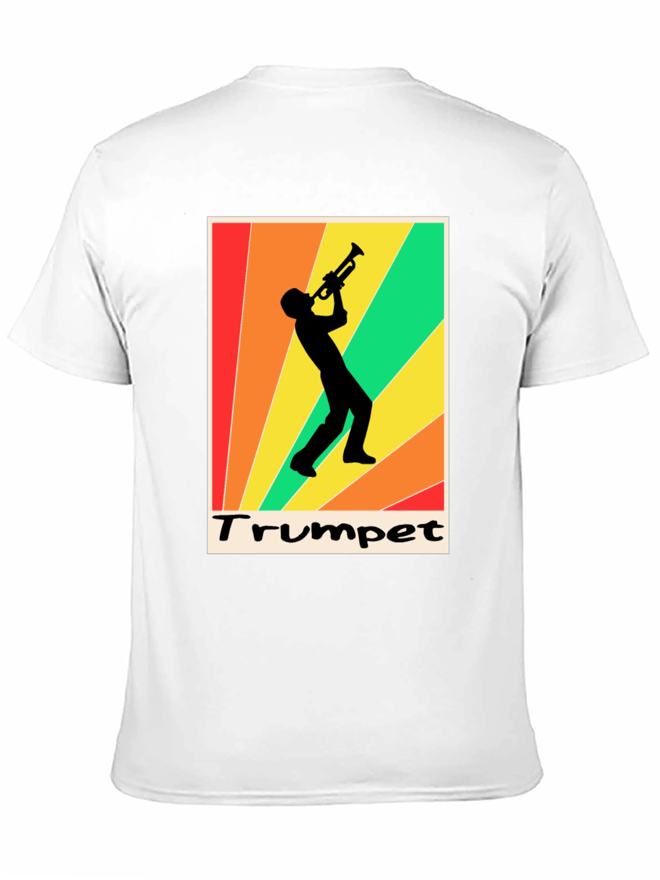 Retro Trumpet Player Graphic Tee - Black Cotton T-Shirt
