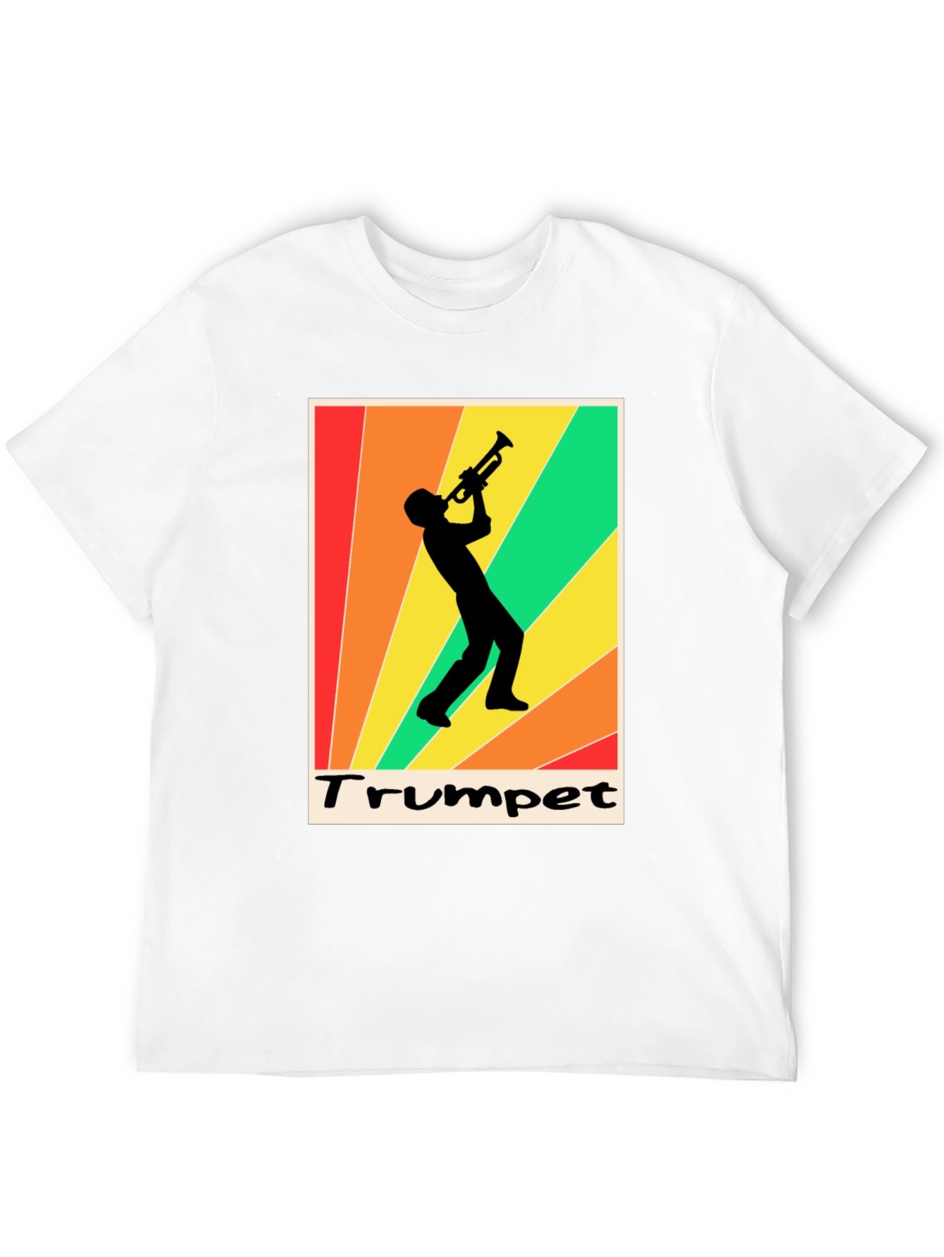 Retro Trumpet Player Graphic Tee - Black Cotton T-Shirt