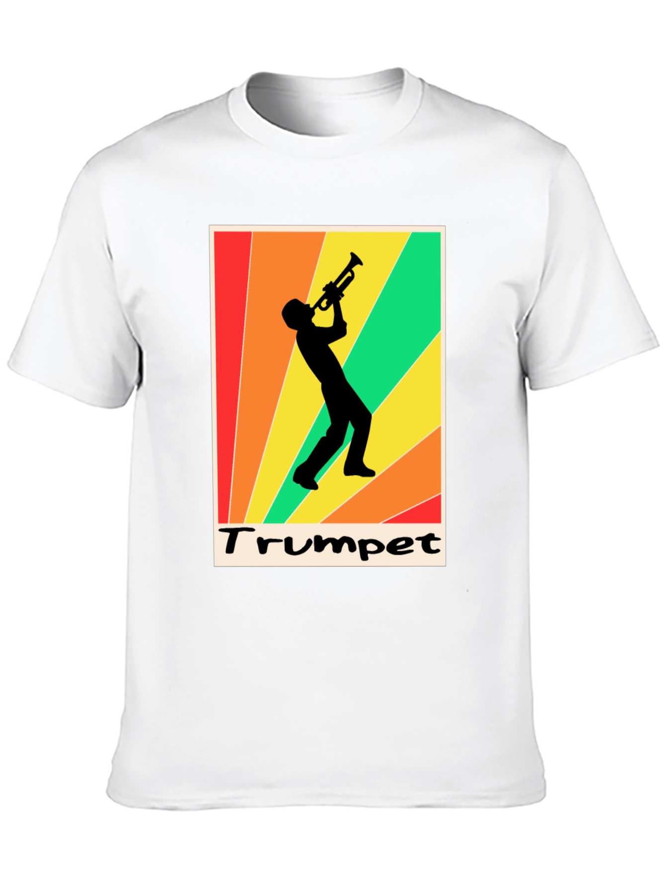 Retro Trumpet Player Graphic Tee - Black Cotton T-Shirt