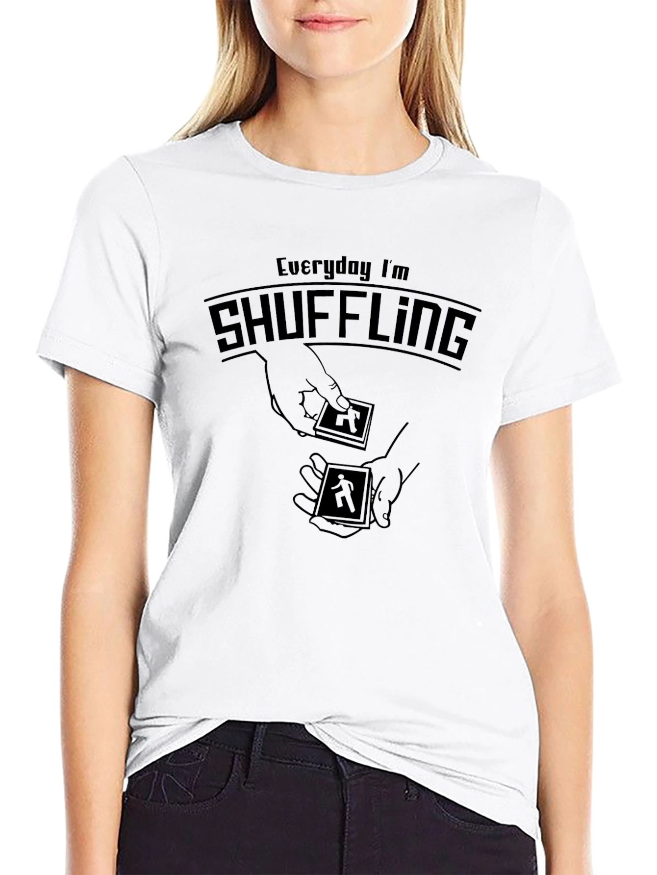 Everyday Im Shuffling Black Graphic T-Shirt