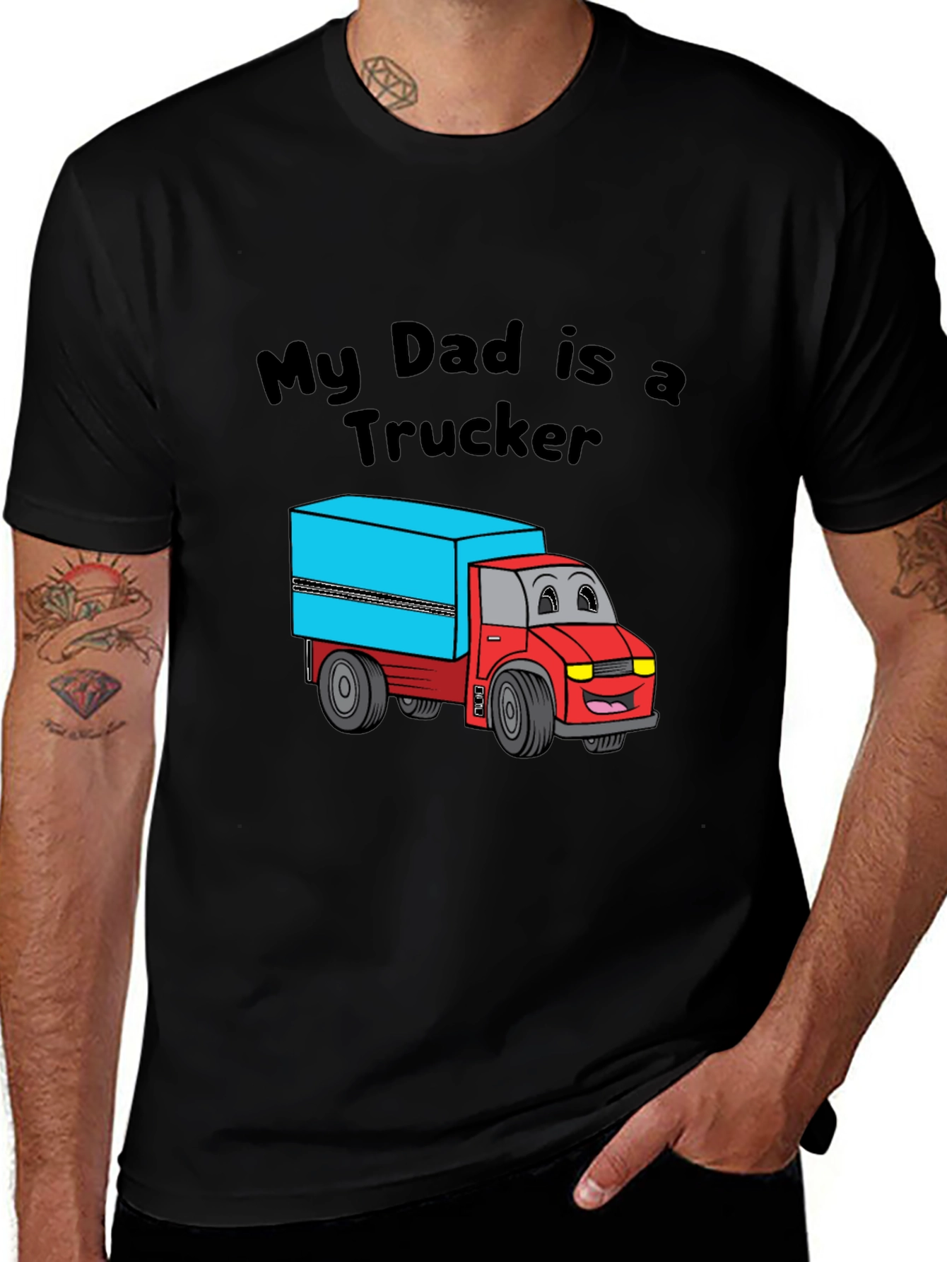 My Dad is a Trucker Black T-Shirt
