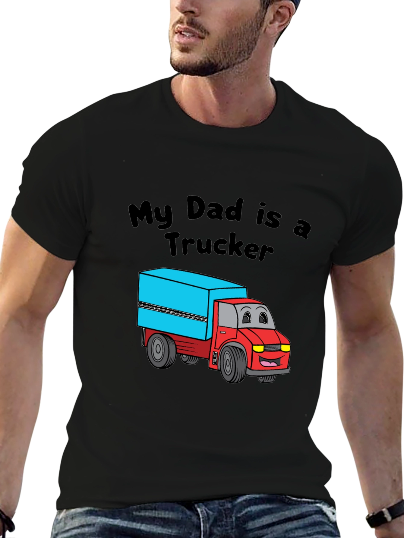 My Dad is a Trucker Black T-Shirt