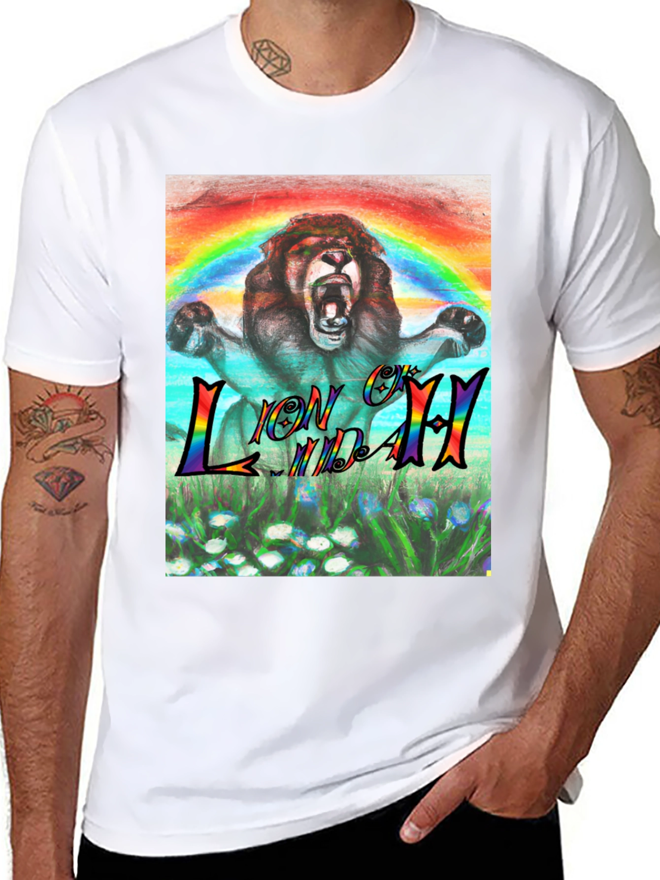 Rainbow Lion T-Shirt - Graphic Print Tee