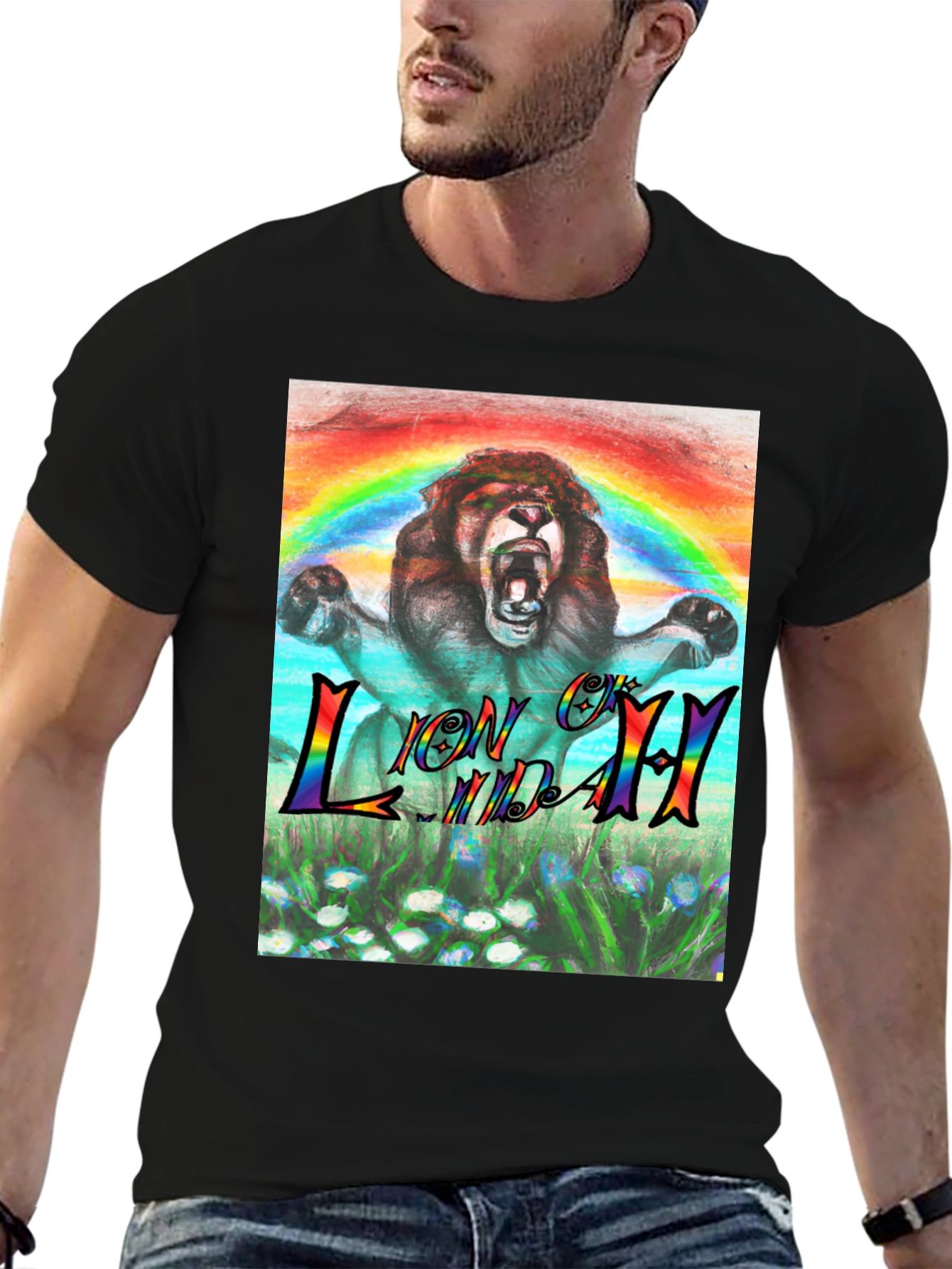 Rainbow Lion T-Shirt - Graphic Print Tee