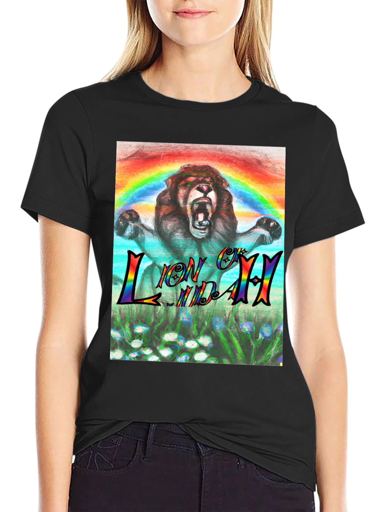 Rainbow Lion T-Shirt - Graphic Print Tee