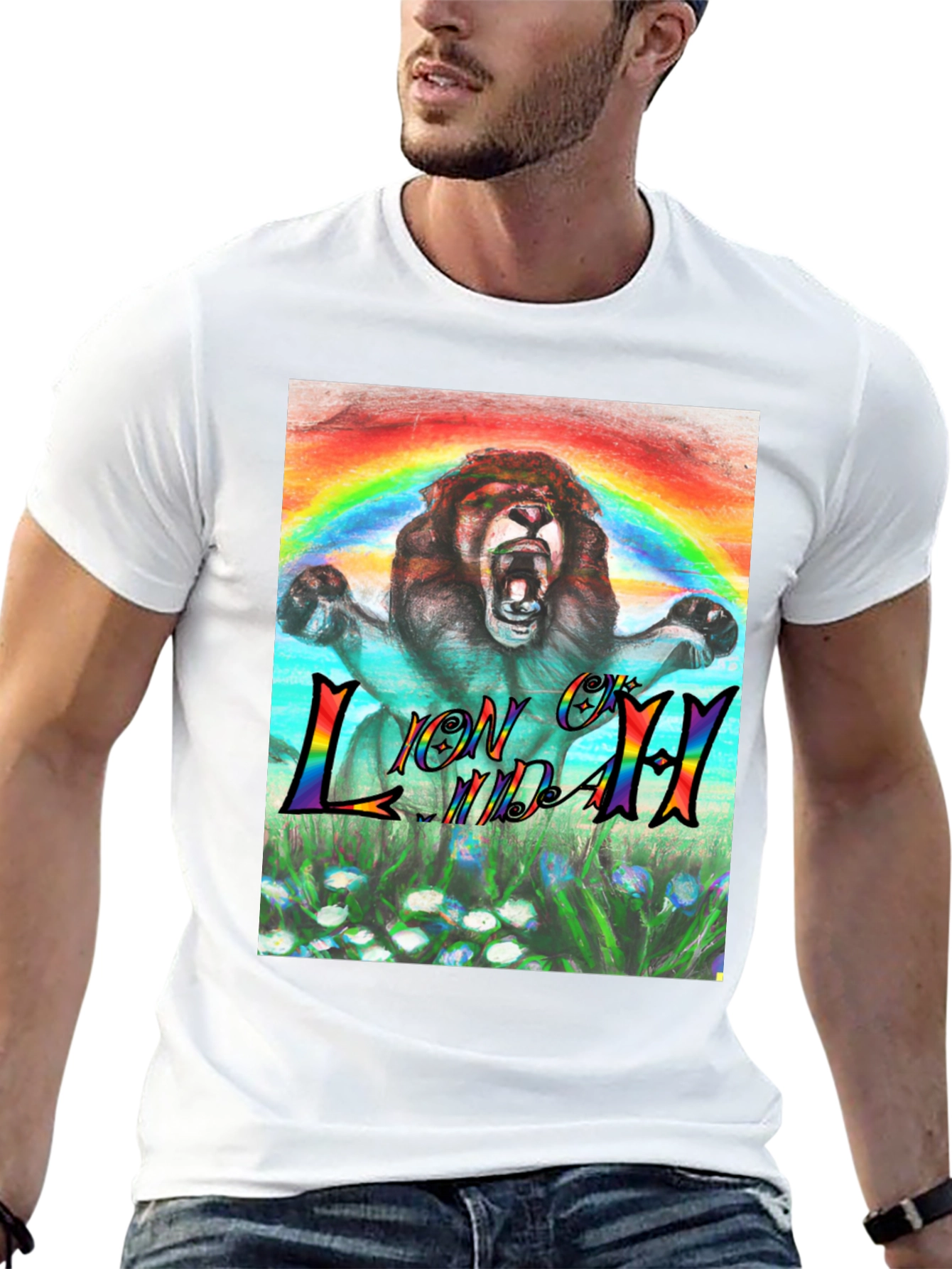 Rainbow Lion T-Shirt - Graphic Print Tee