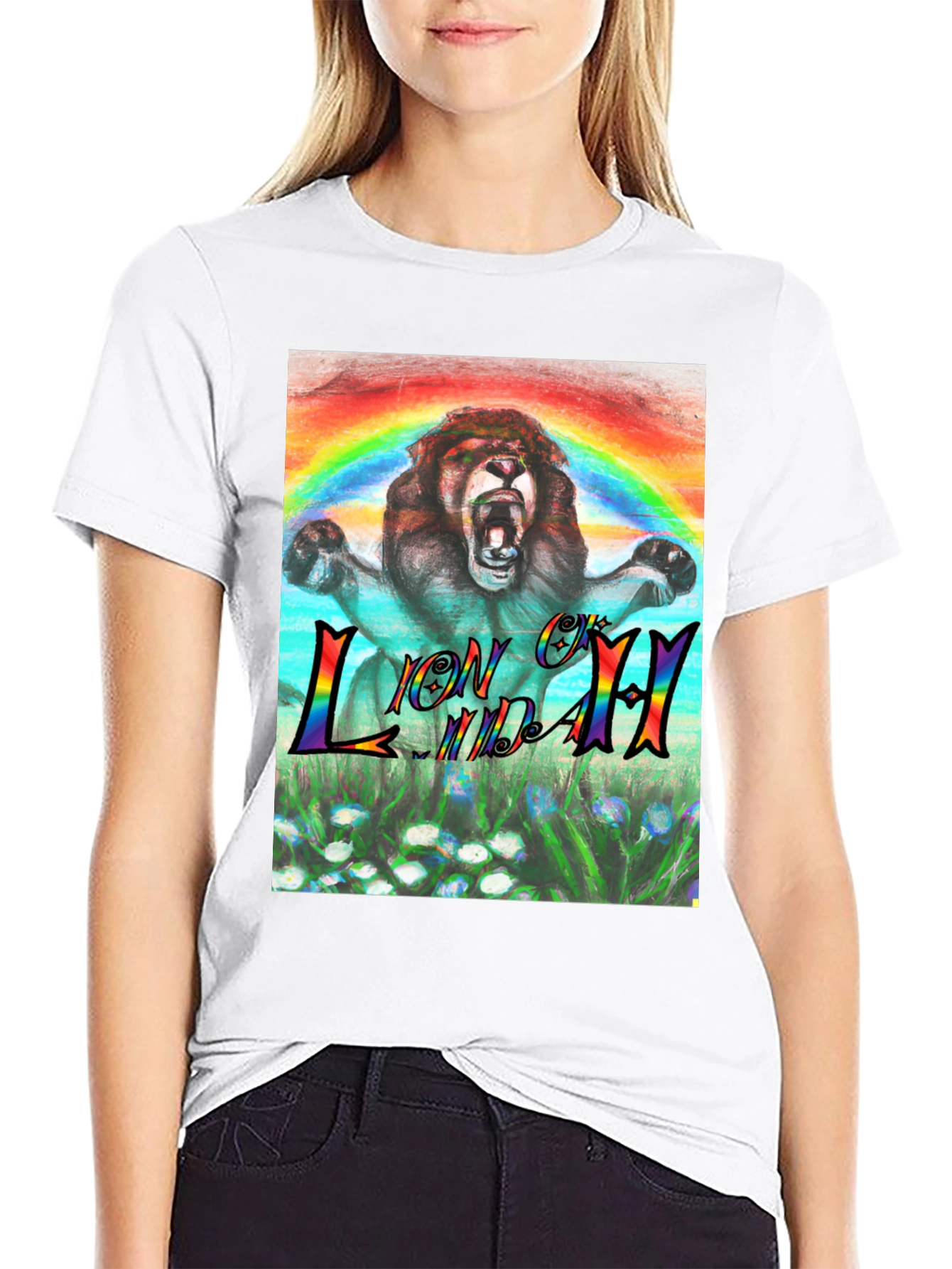 Rainbow Lion T-Shirt - Graphic Print Tee