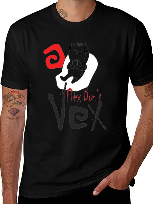 Flex Dont Vex Graphic Tee - Relaxed Cat Design