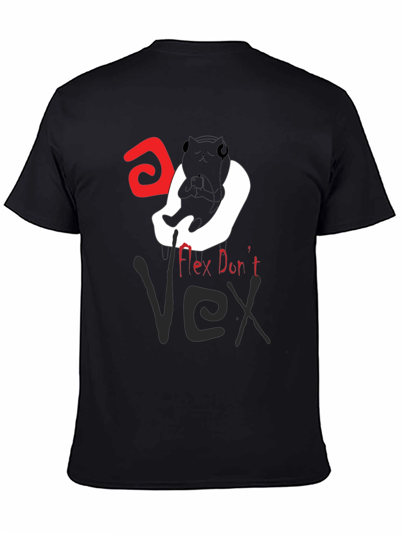 Flex Dont Vex Graphic Tee - Relaxed Cat Design