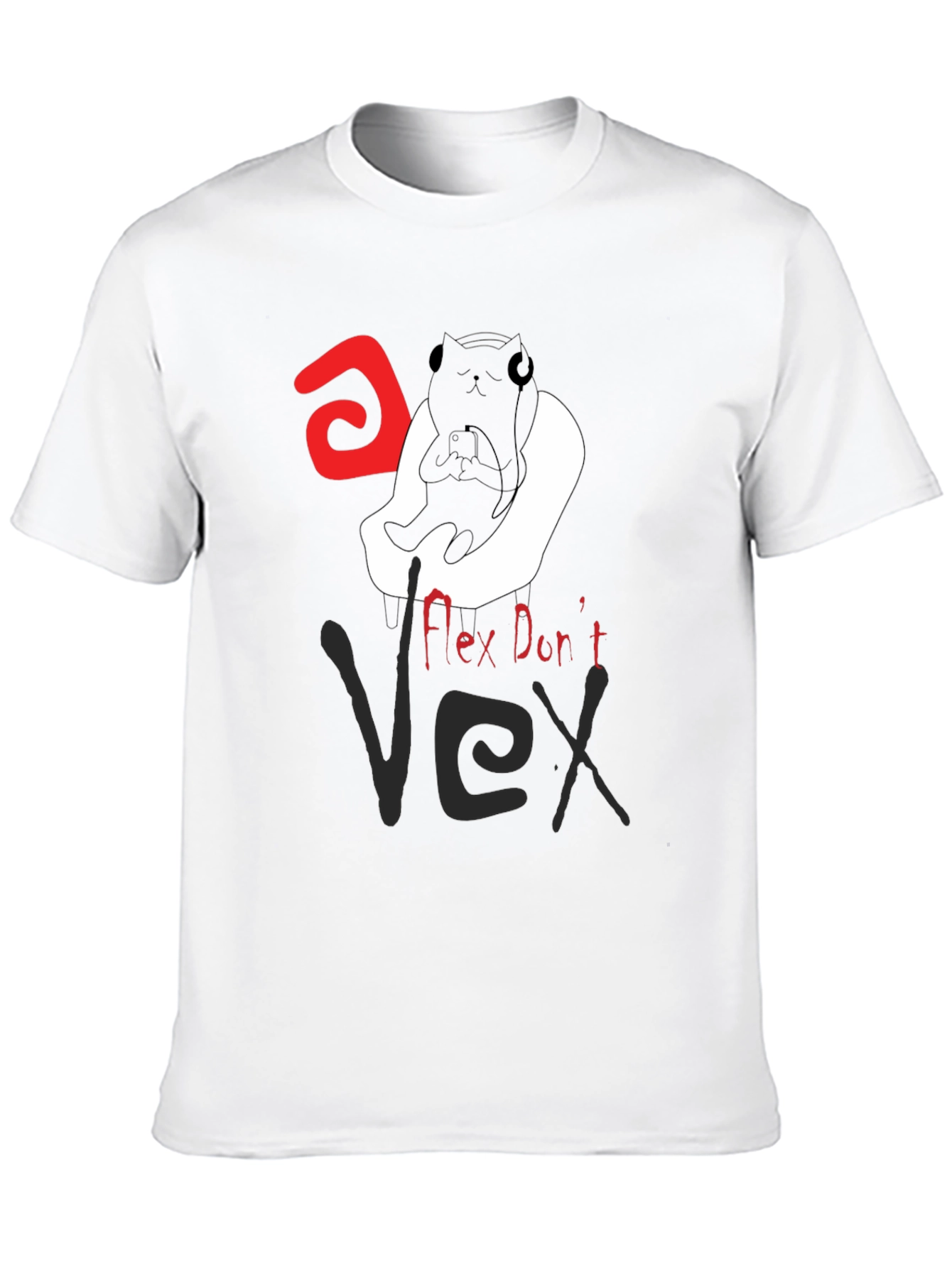 Flex Dont Vex Graphic Tee - Relaxed Cat Design