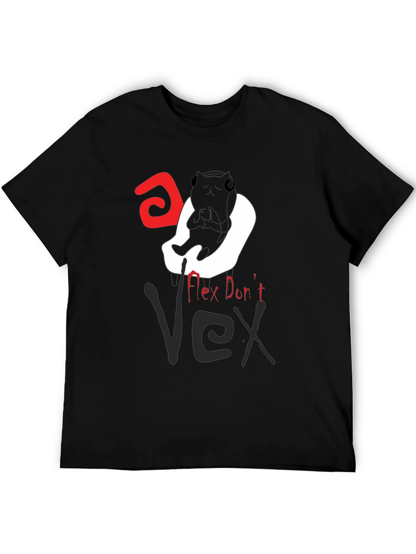 Flex Dont Vex Graphic Tee - Relaxed Cat Design