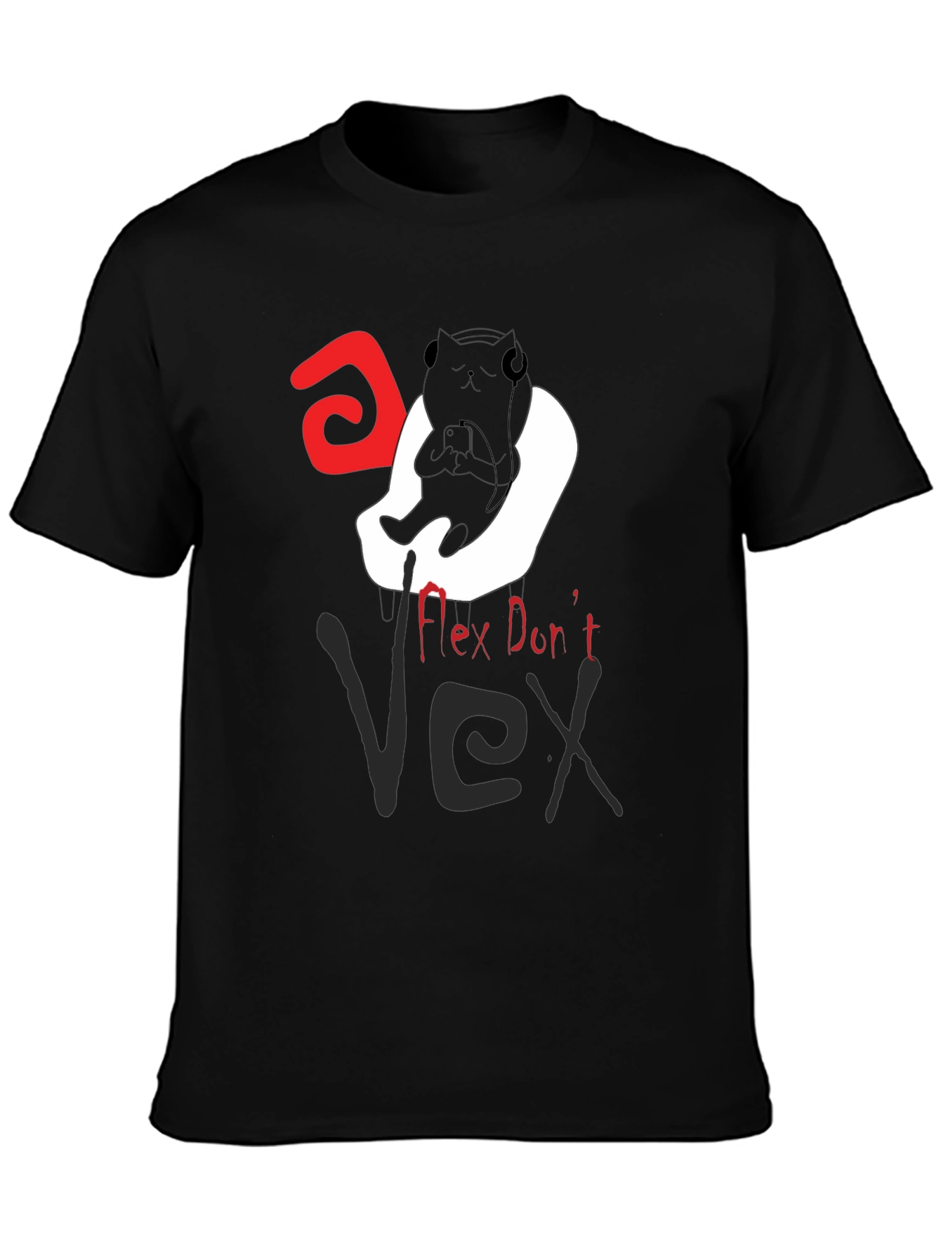 Flex Dont Vex Graphic Tee - Relaxed Cat Design