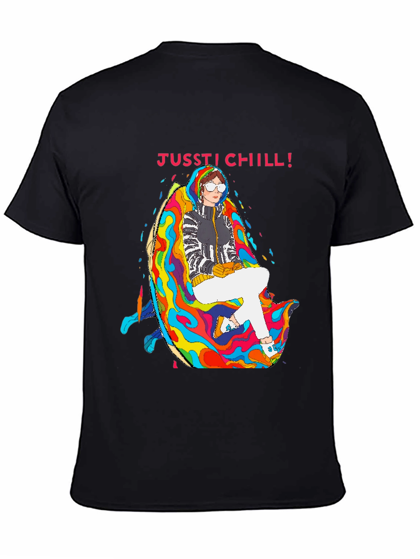 Jusst Chill! Black Graphic Tee