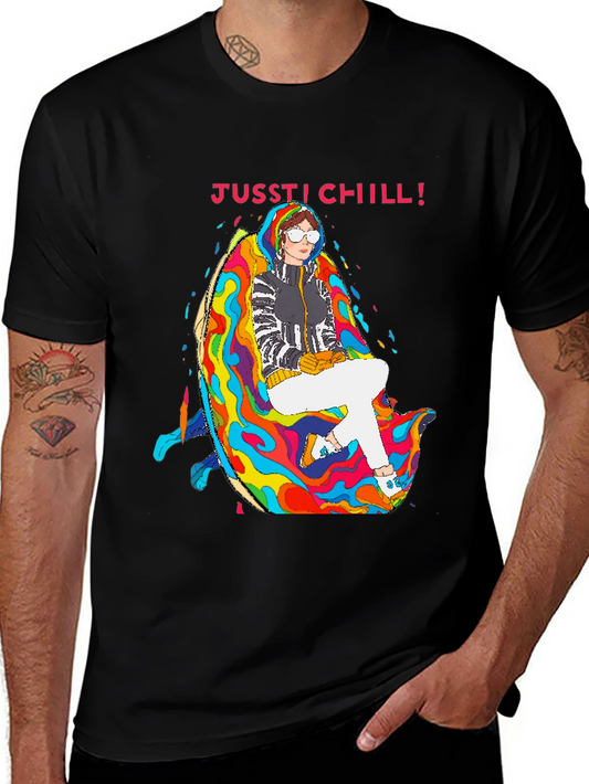 Jusst Chill! Black Graphic Tee