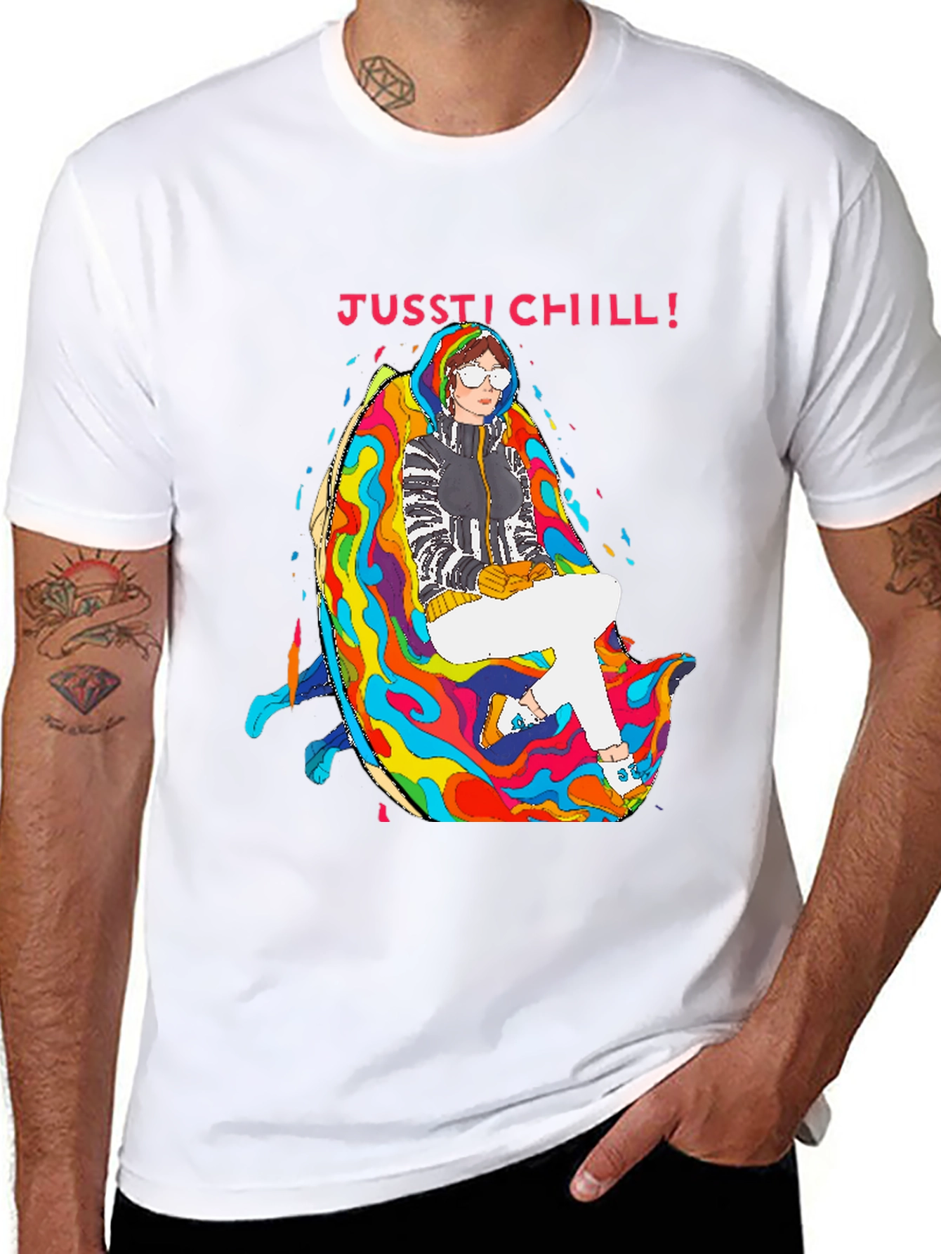 Jusst Chill! Black Graphic Tee