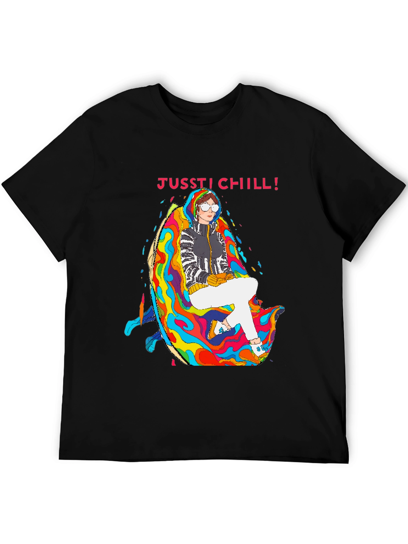Jusst Chill! Black Graphic Tee