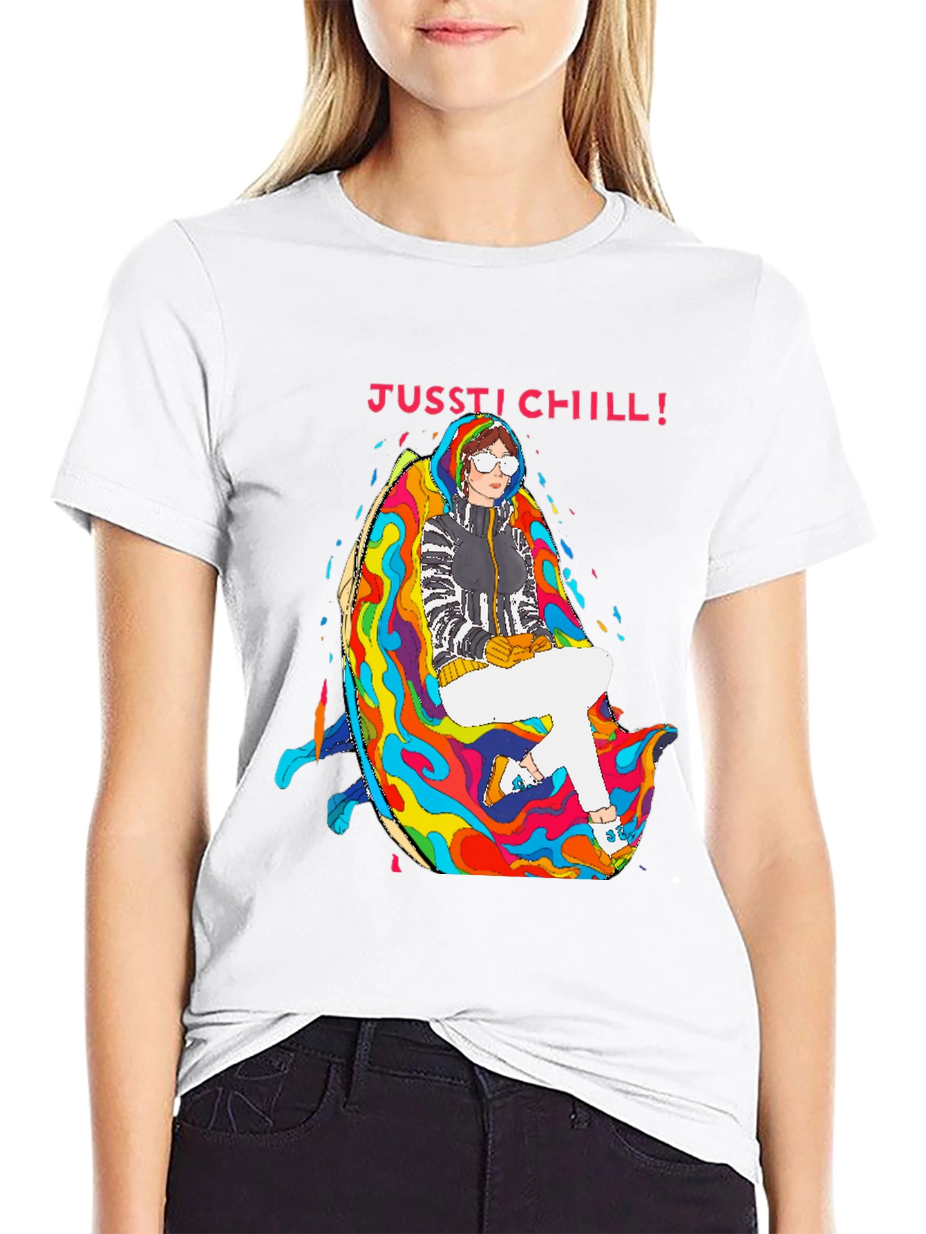 Jusst Chill! Black Graphic Tee