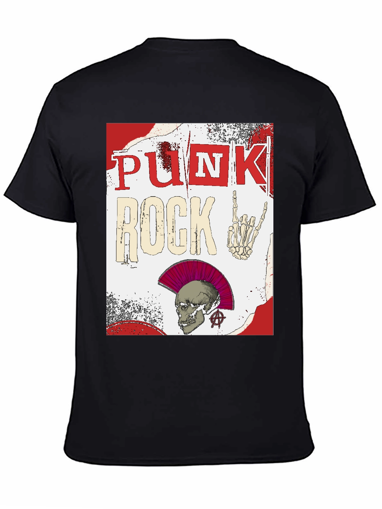 Punk Rock Graphic Tee - Edgy Skull Design
