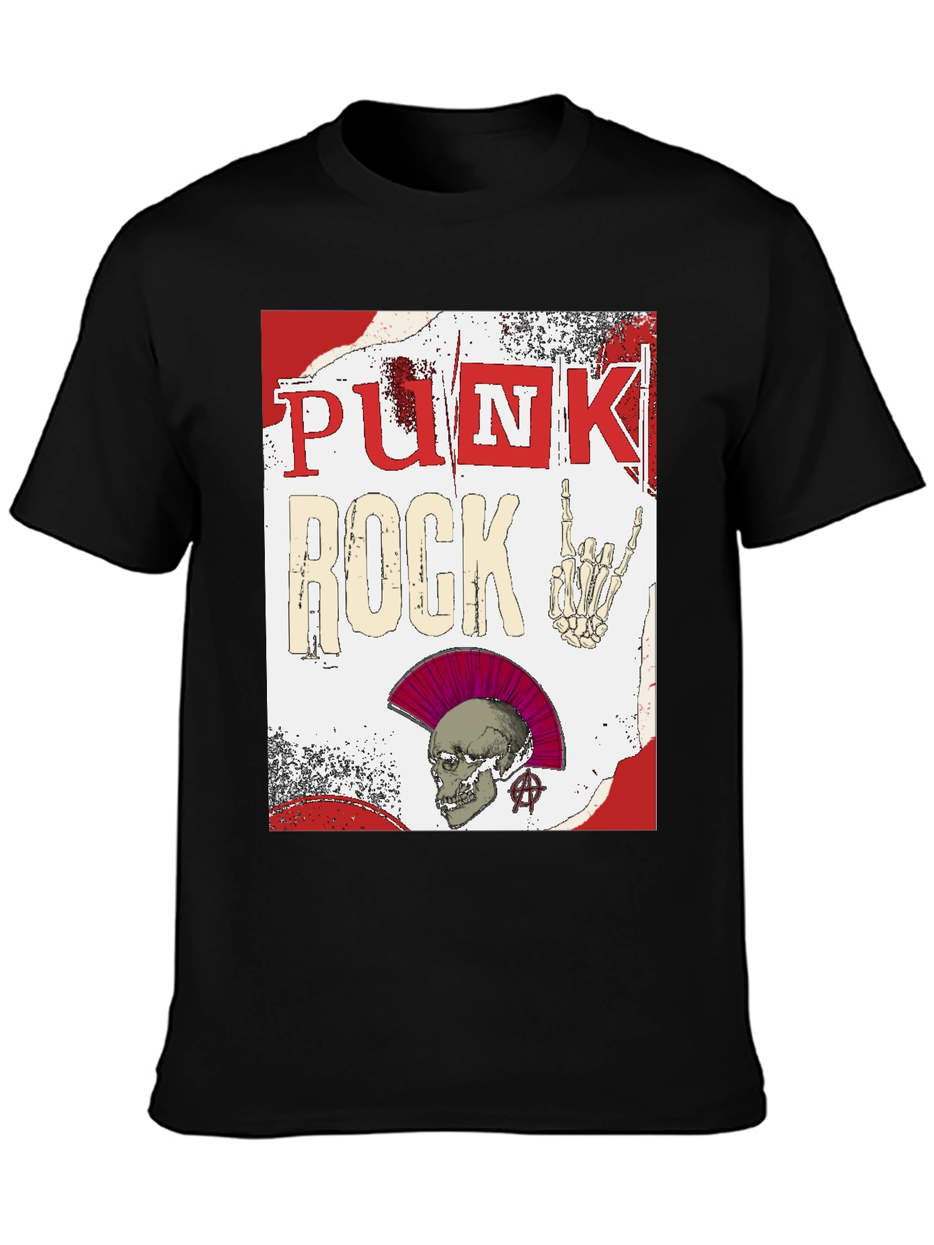 Punk Rock Graphic Tee - Edgy Skull Design