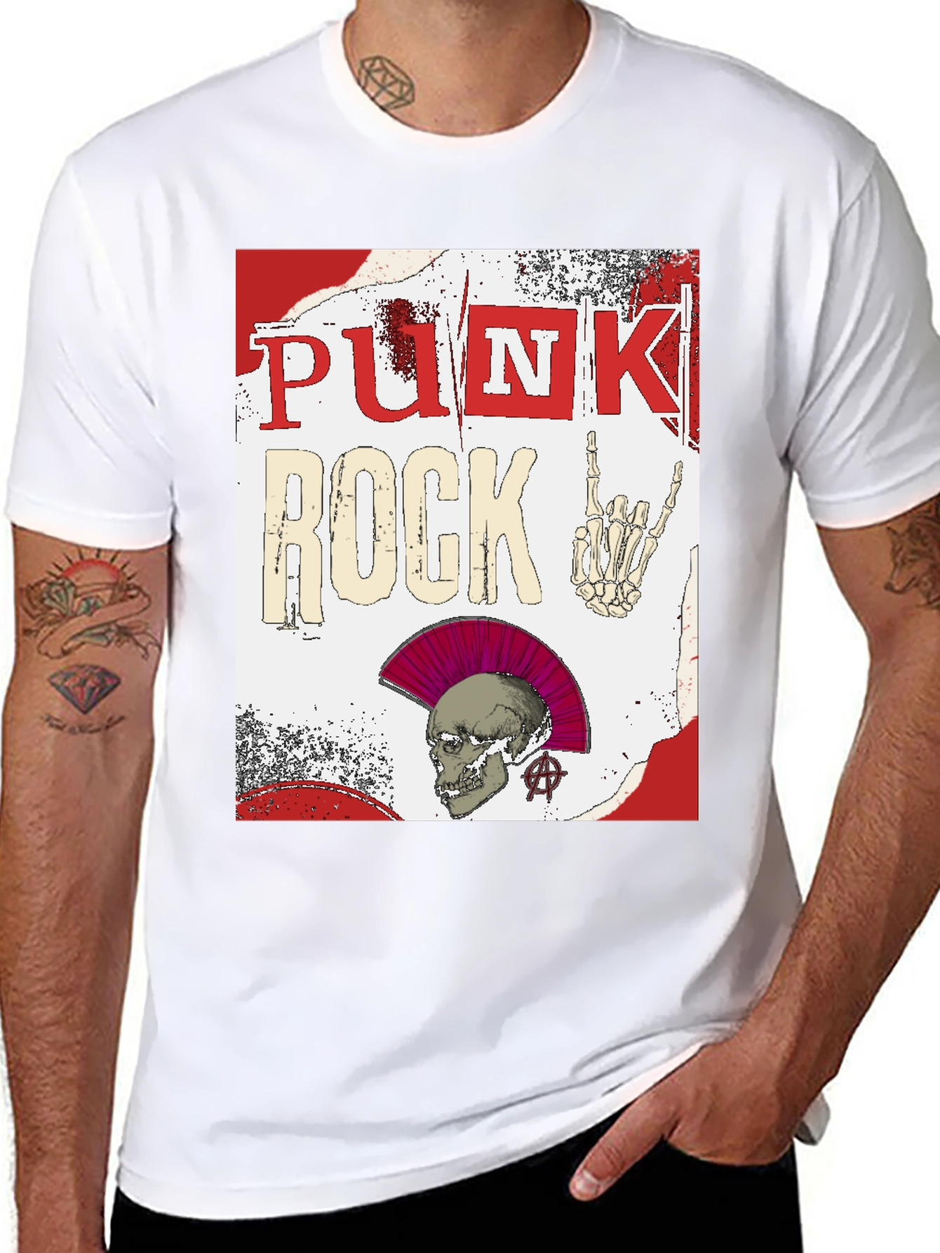 Punk Rock Graphic Tee - Edgy Skull Design