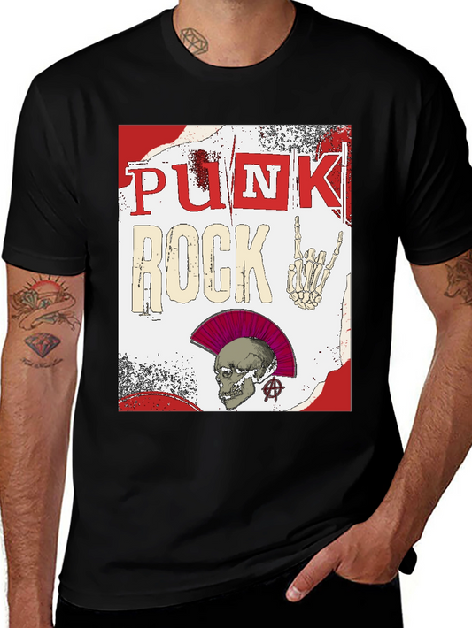 Punk Rock Graphic Tee - Edgy Skull Design