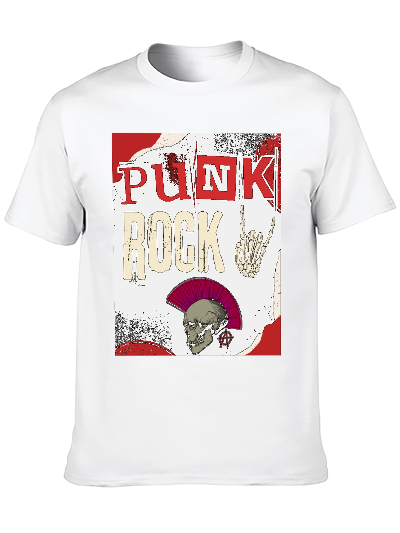 Punk Rock Graphic Tee - Edgy Skull Design