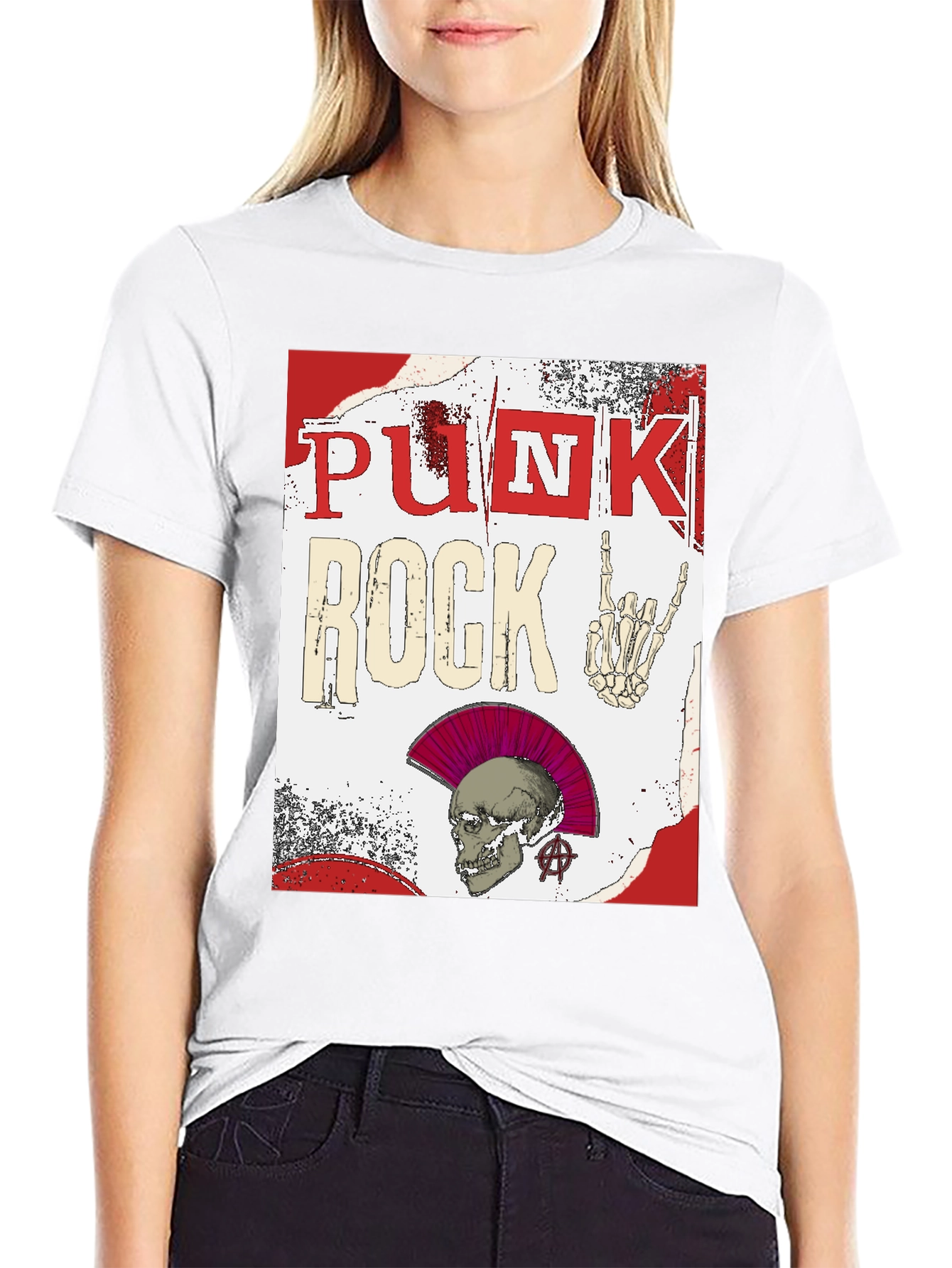 Punk Rock Graphic Tee - Edgy Skull Design