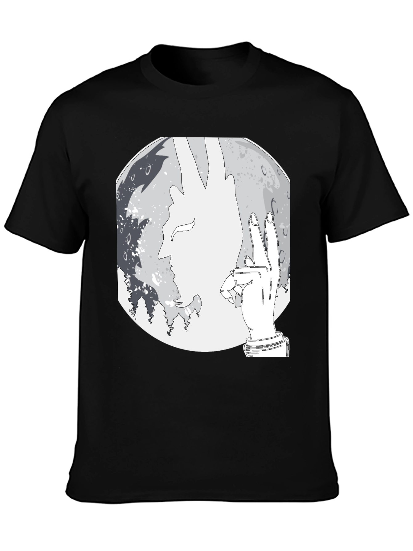 Silhouette Moon Graphic Tee - Stylish Mens Black T-Shirt