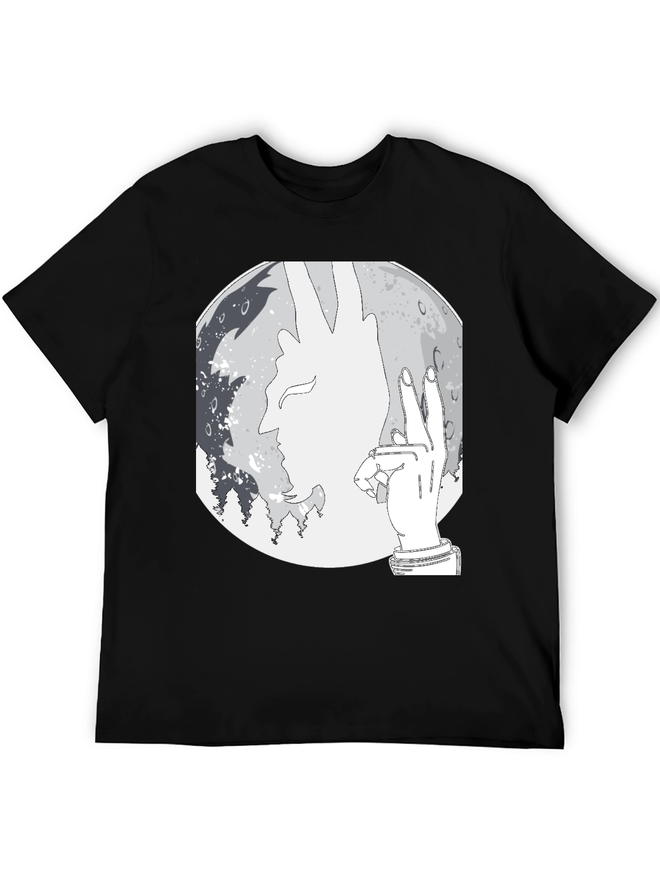 Silhouette Moon Graphic Tee - Stylish Mens Black T-Shirt